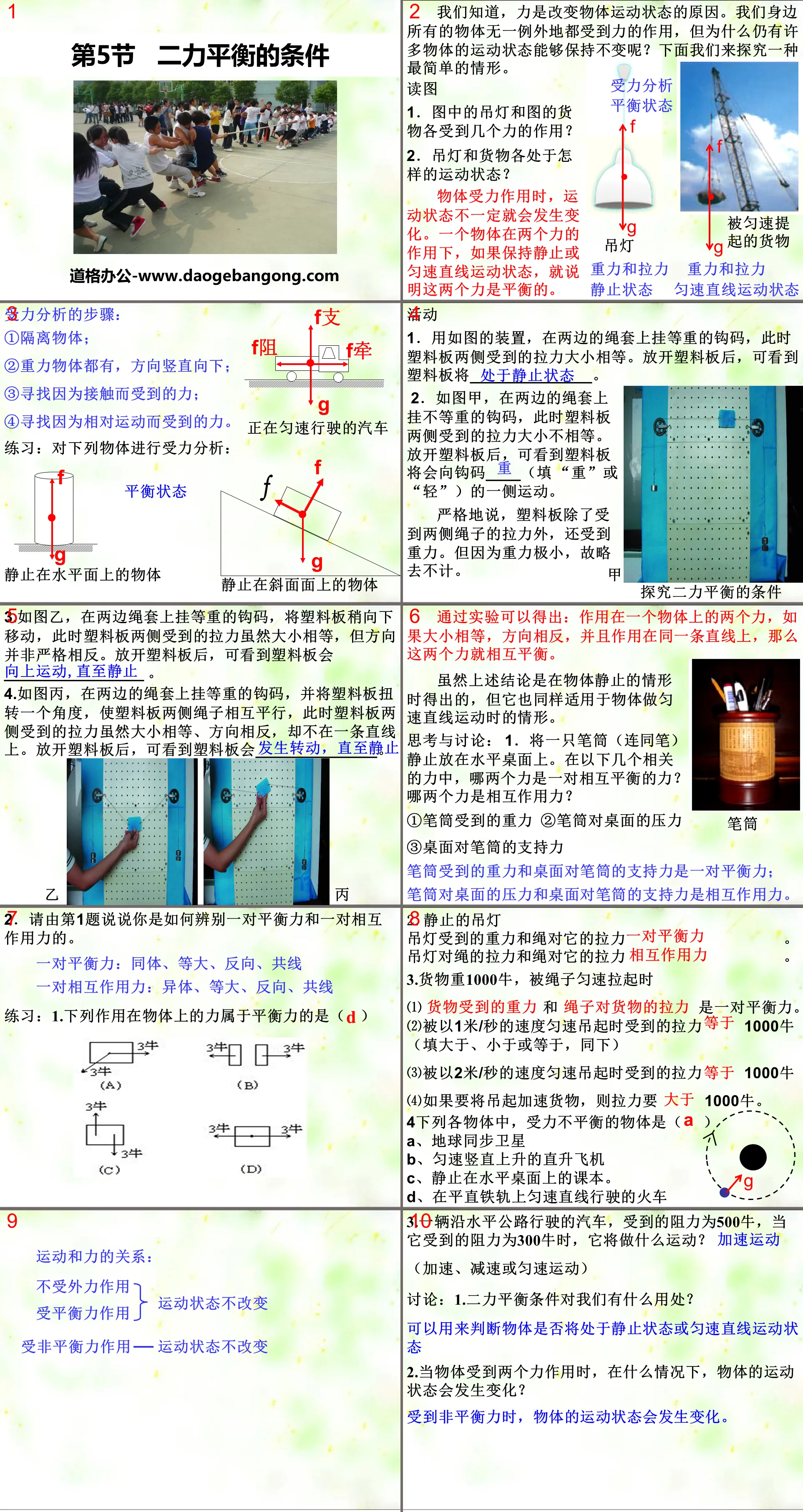 《二力平衡的條件》PPT