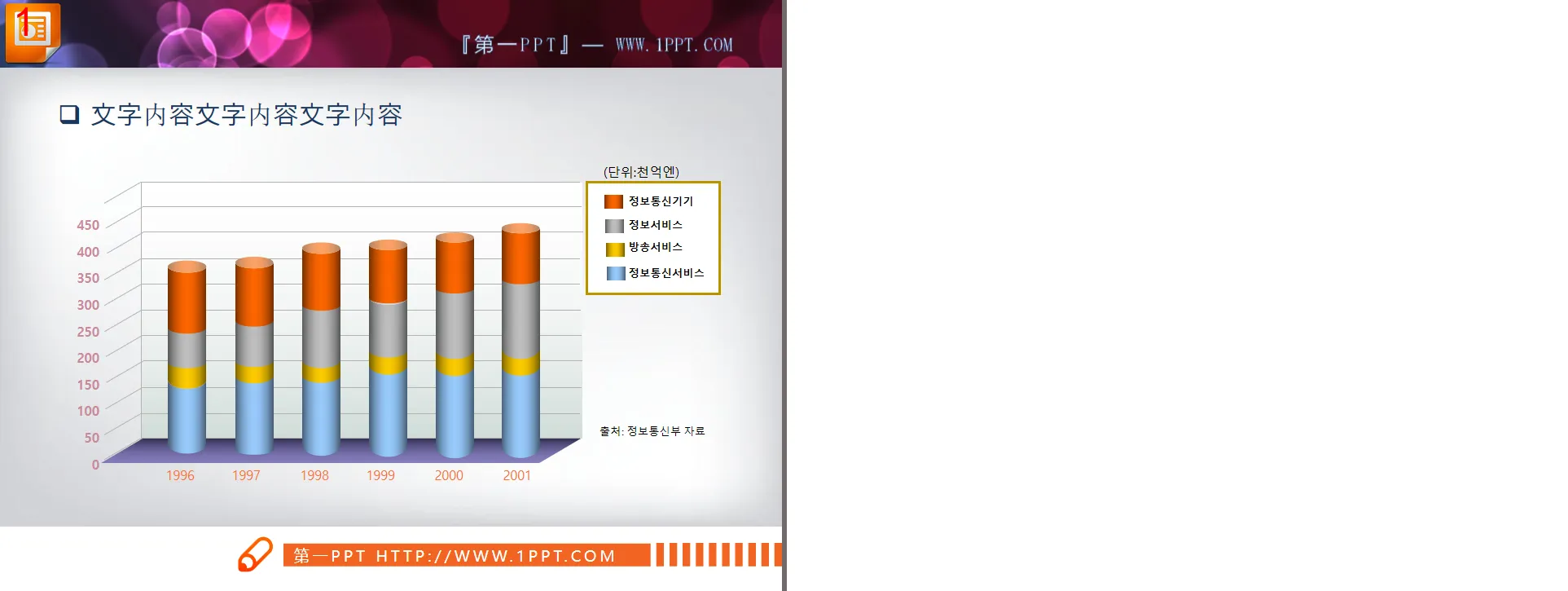 Color three-dimensional histogram PPT chart