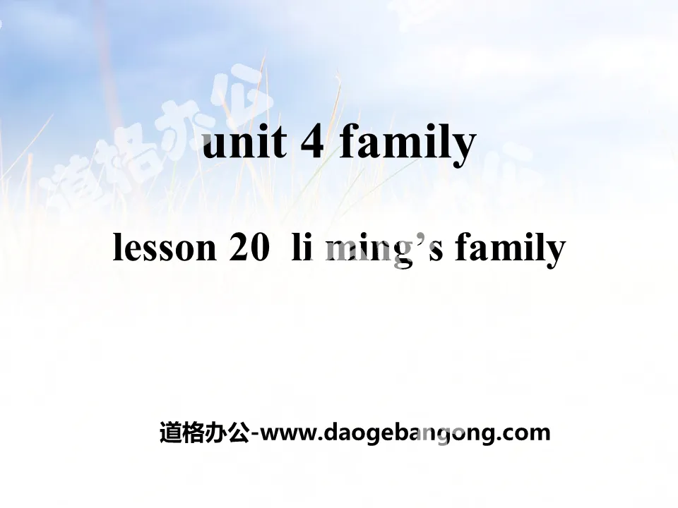 《Li Ming's Family》Family PPT教学课件
