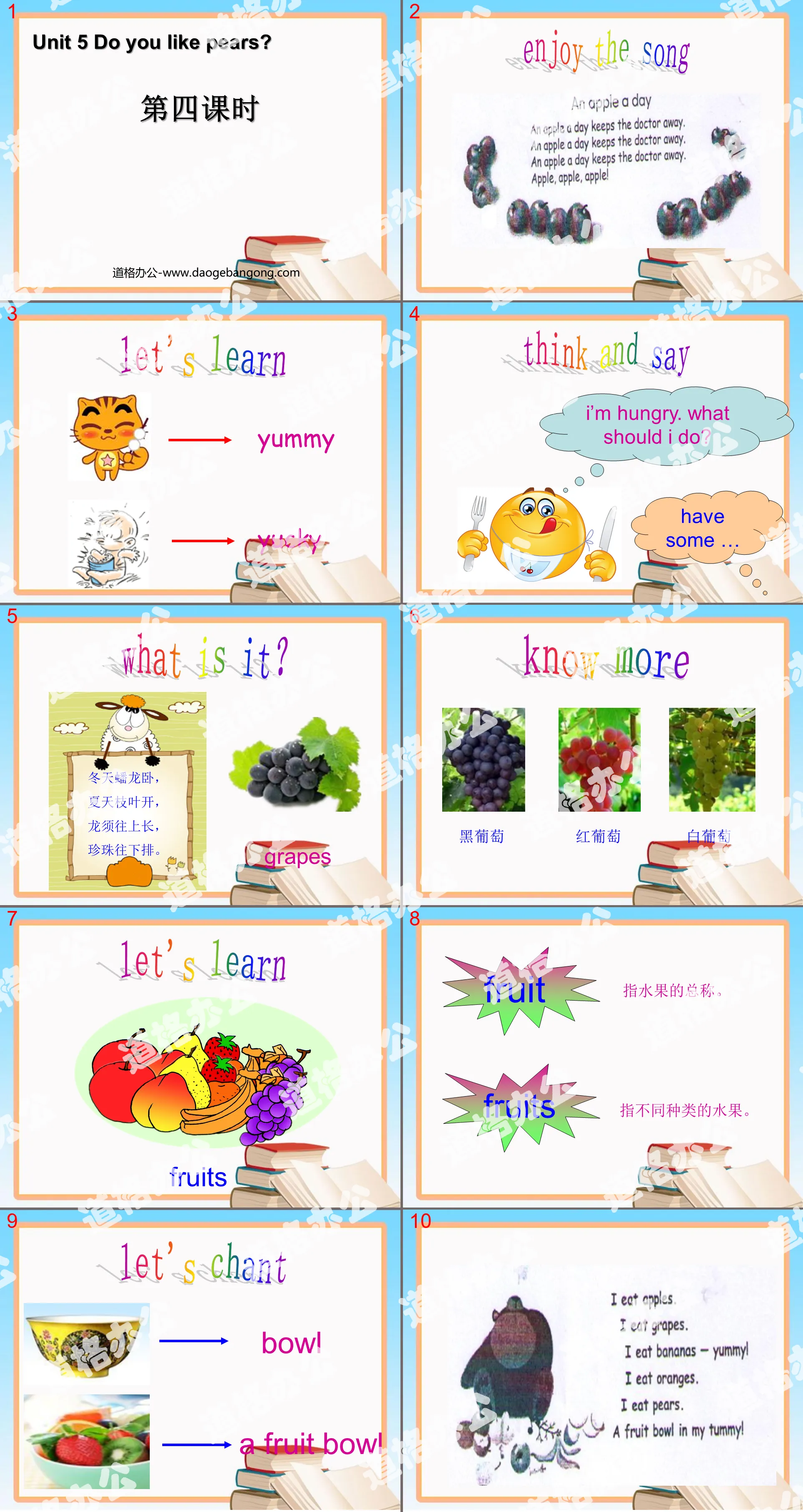 "Do you like pears" PPT courseware for the fourth lesson