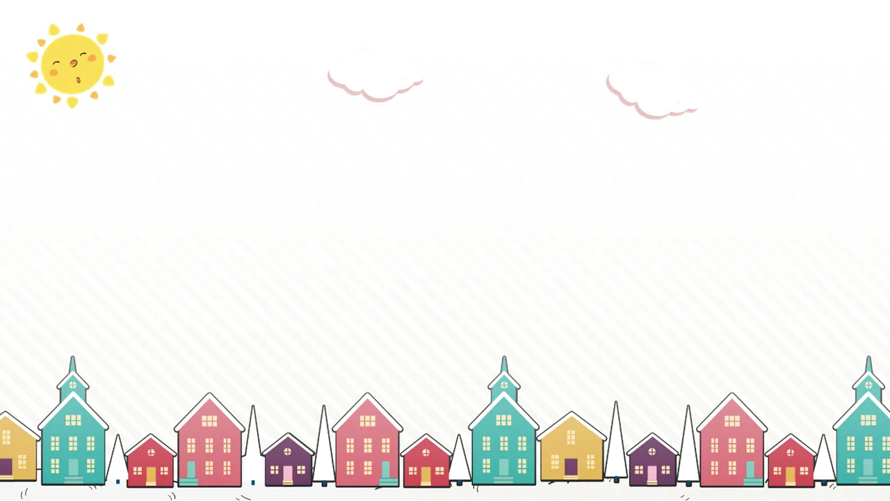 Cartoon sun little house PPT background picture