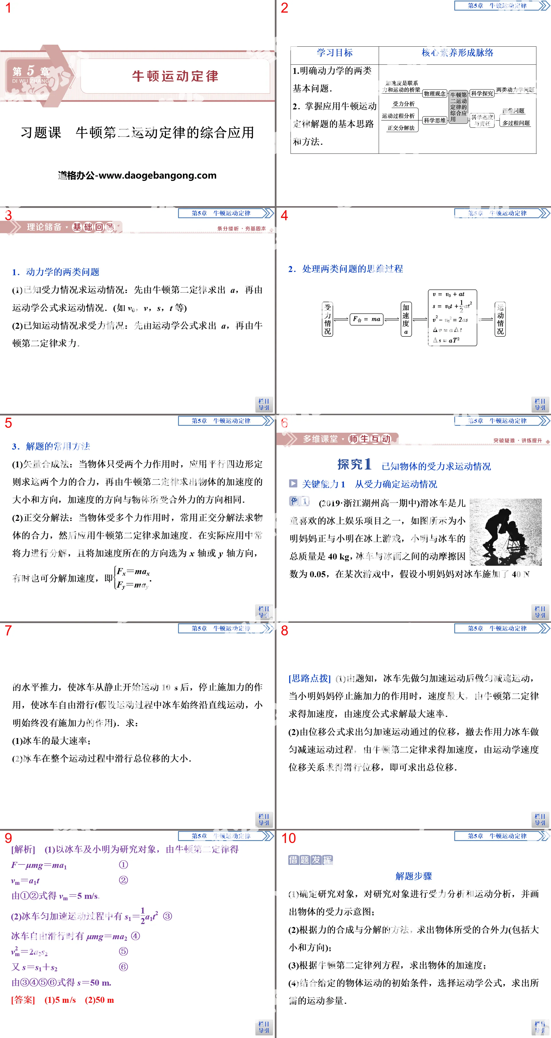 "Comprehensive Application of Newton's Second Law of Motion" Newton's Law of Motion PPT