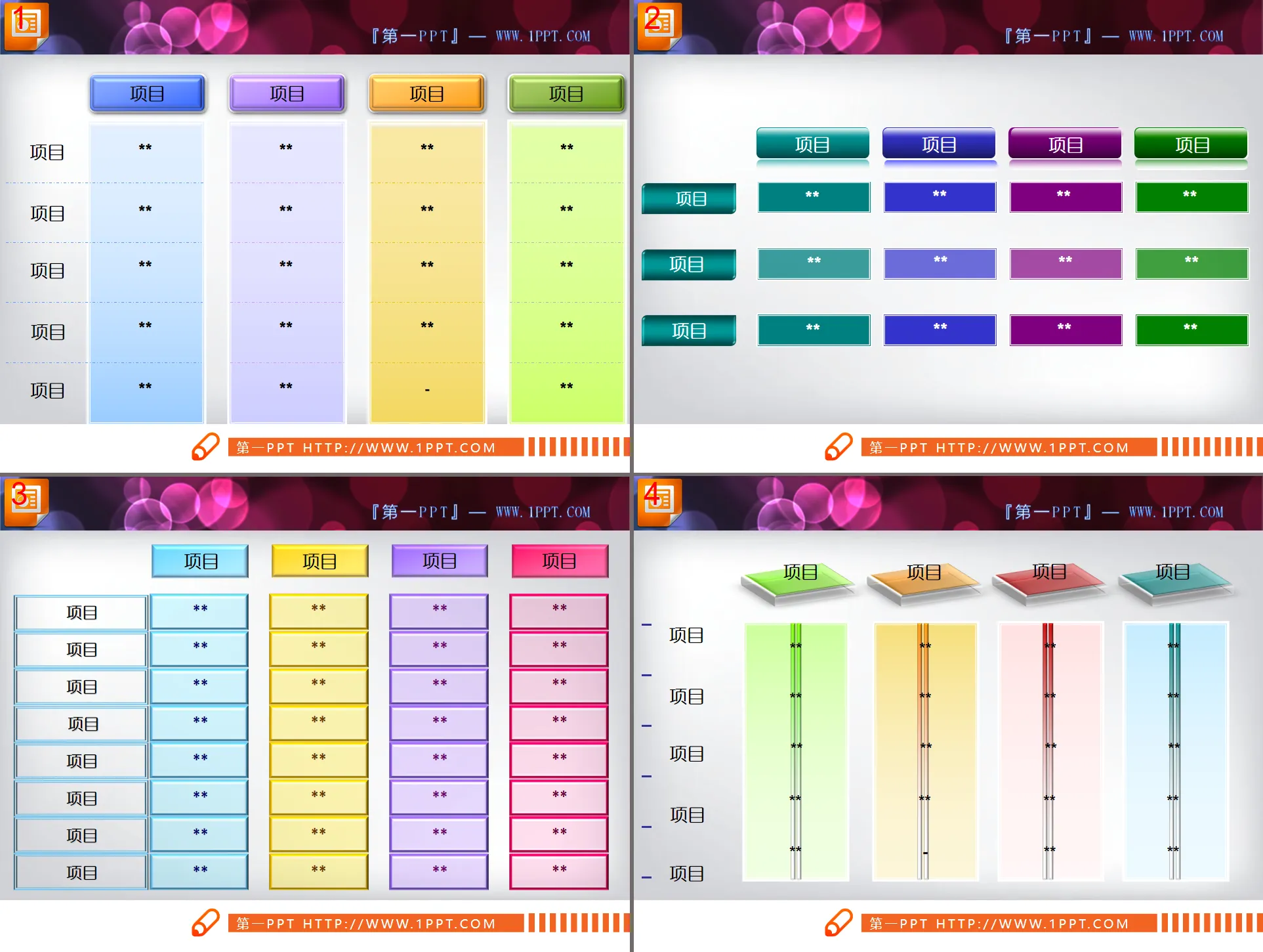 Un ensemble de matériels pratiques de modèles de tableaux de données PowerPoint