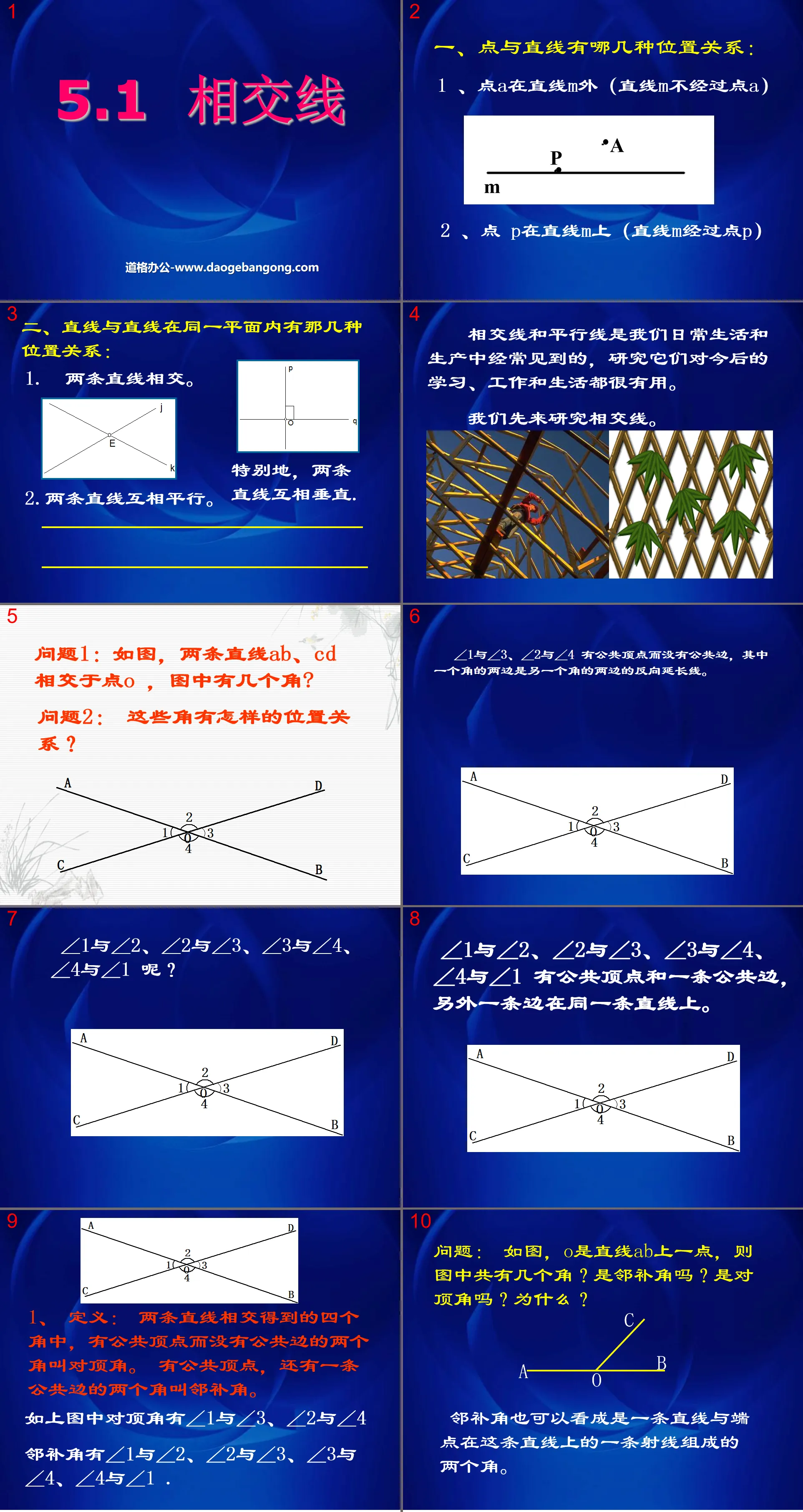 《相交線》相交線與平行線PPT課件2