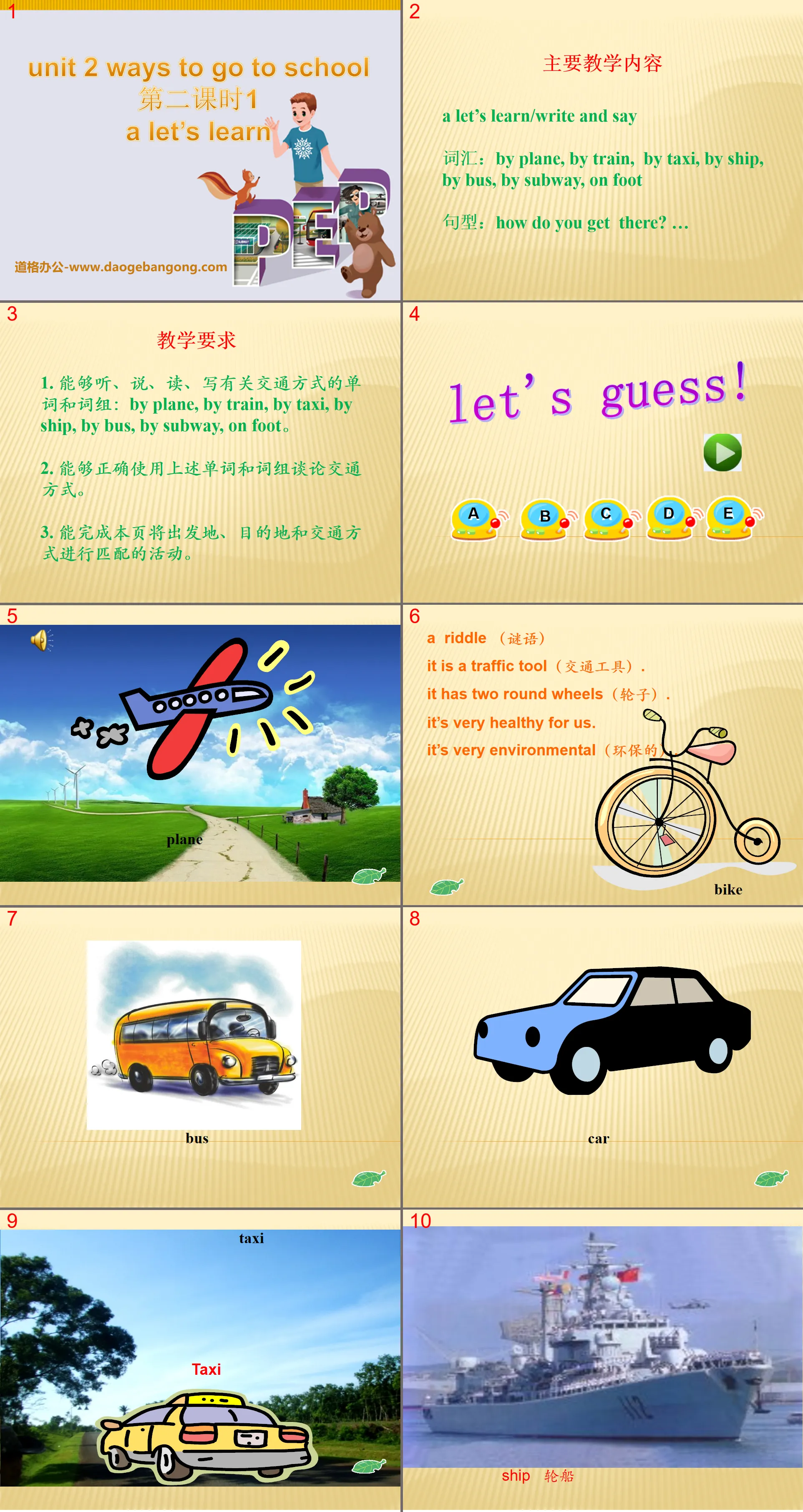 "Ways to go to school" PPT courseware 7