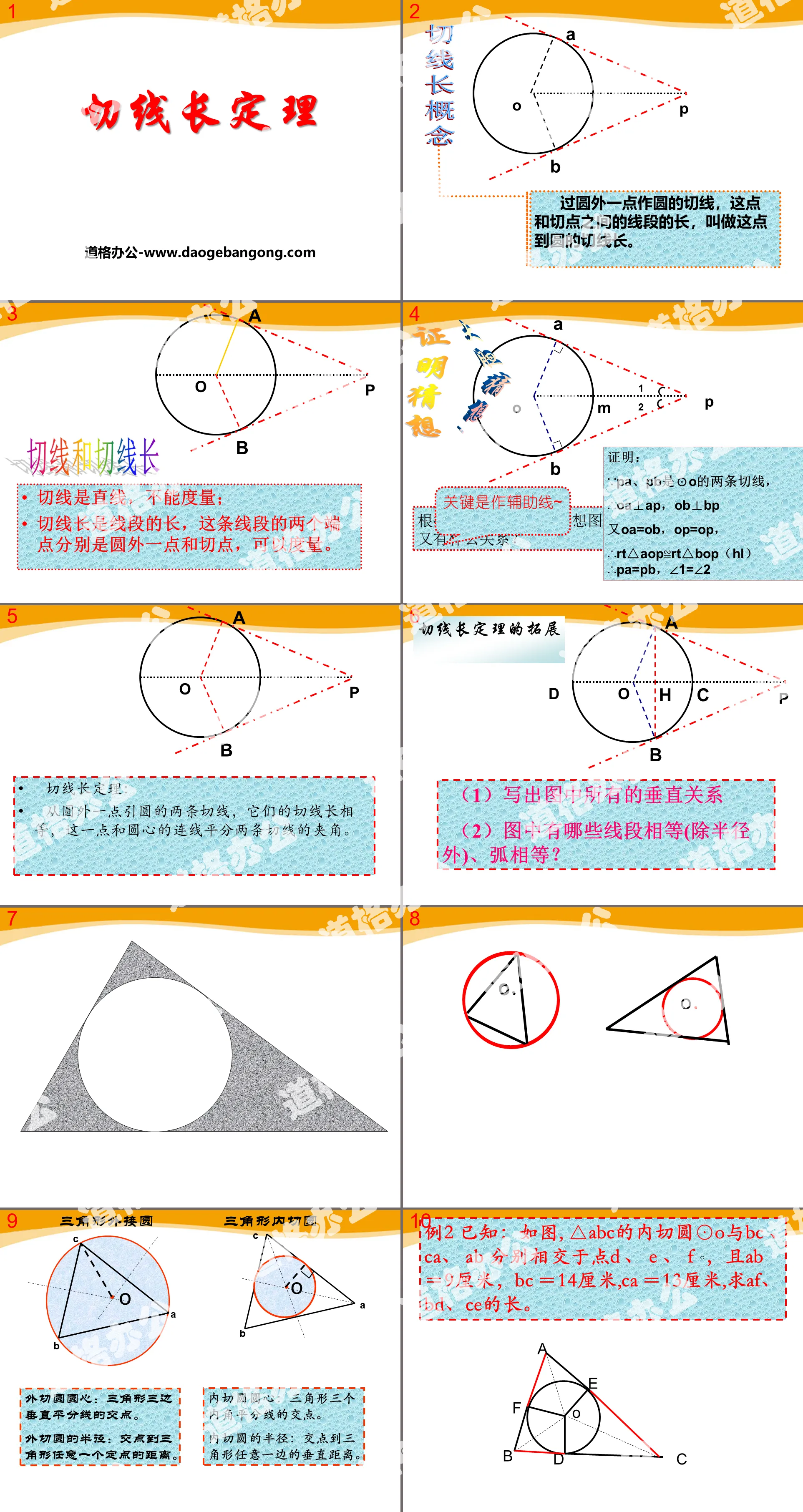 "Tangent Line Length Theorem" PPT courseware