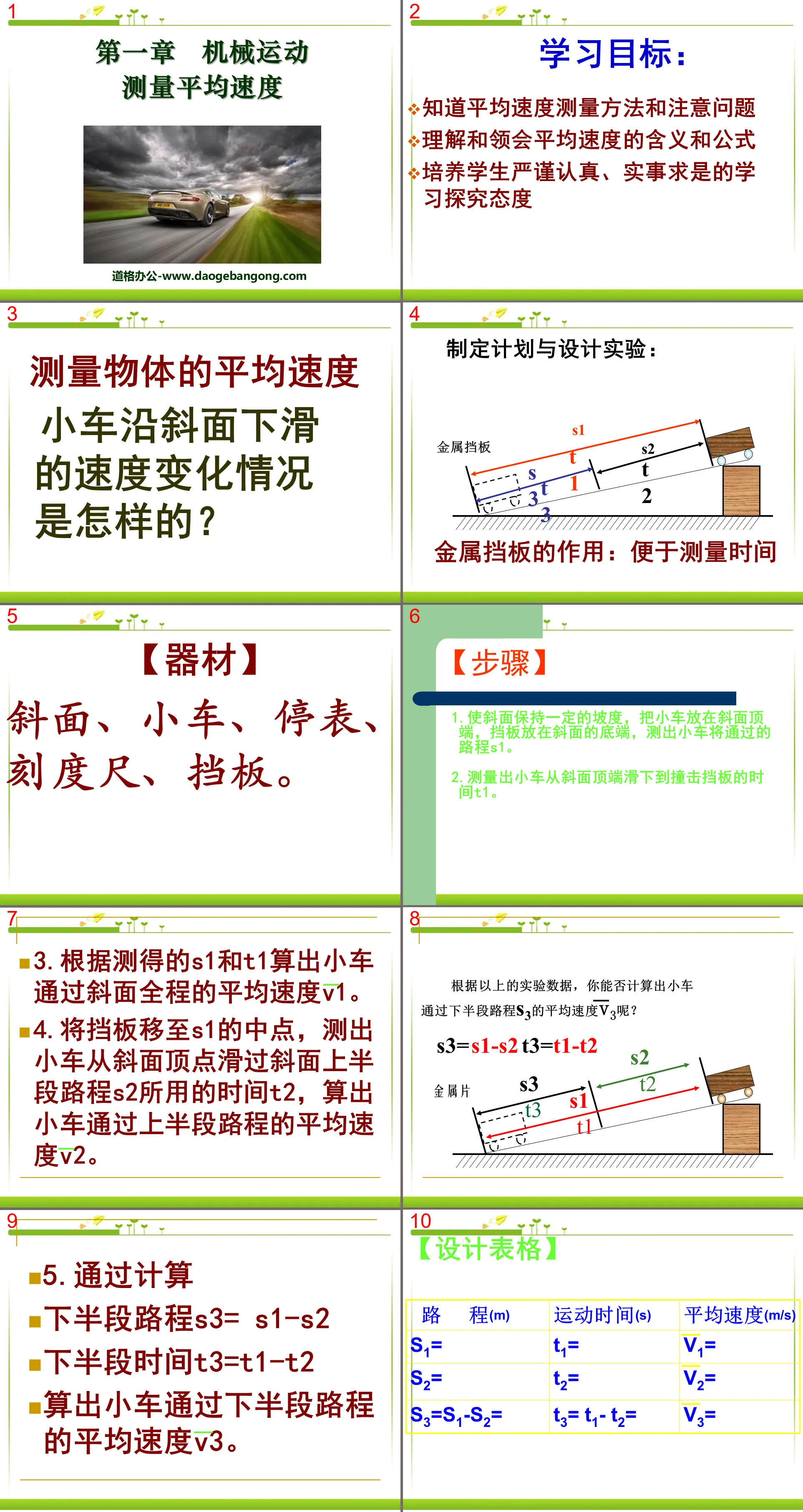 "Measuring Average Speed" Mechanical Motion PPT Courseware 7