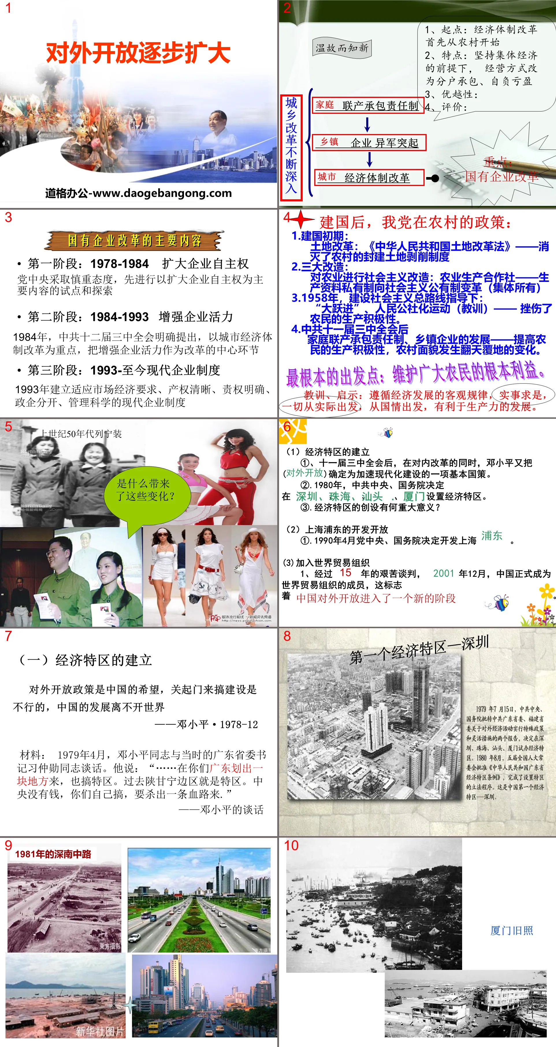 "Gradually Expanding Opening to the Outside World" PPT courseware on building socialism with Chinese characteristics