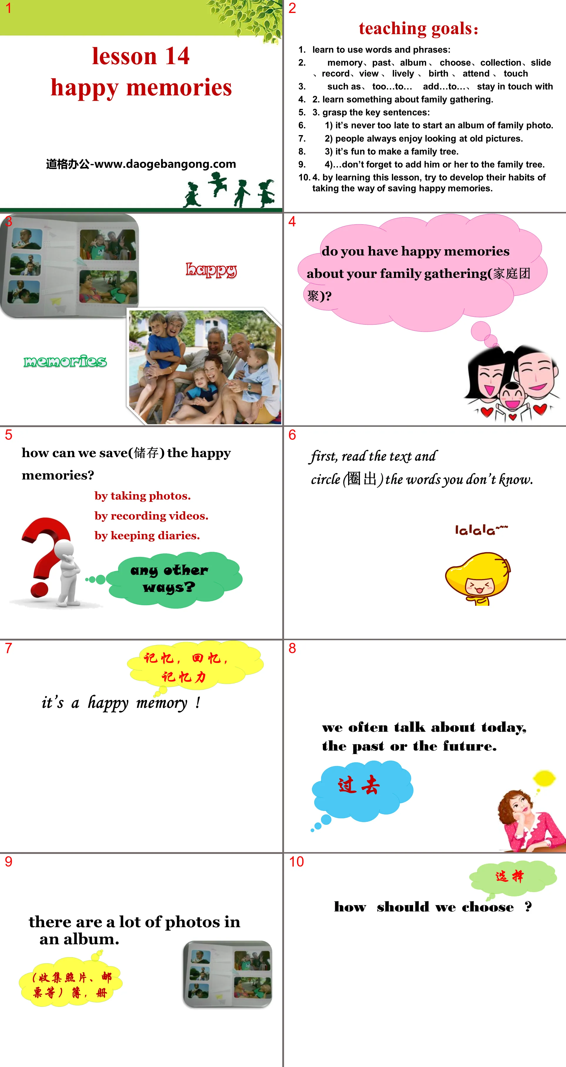 "Happy Memories" Families Celebrate Together PPT courseware