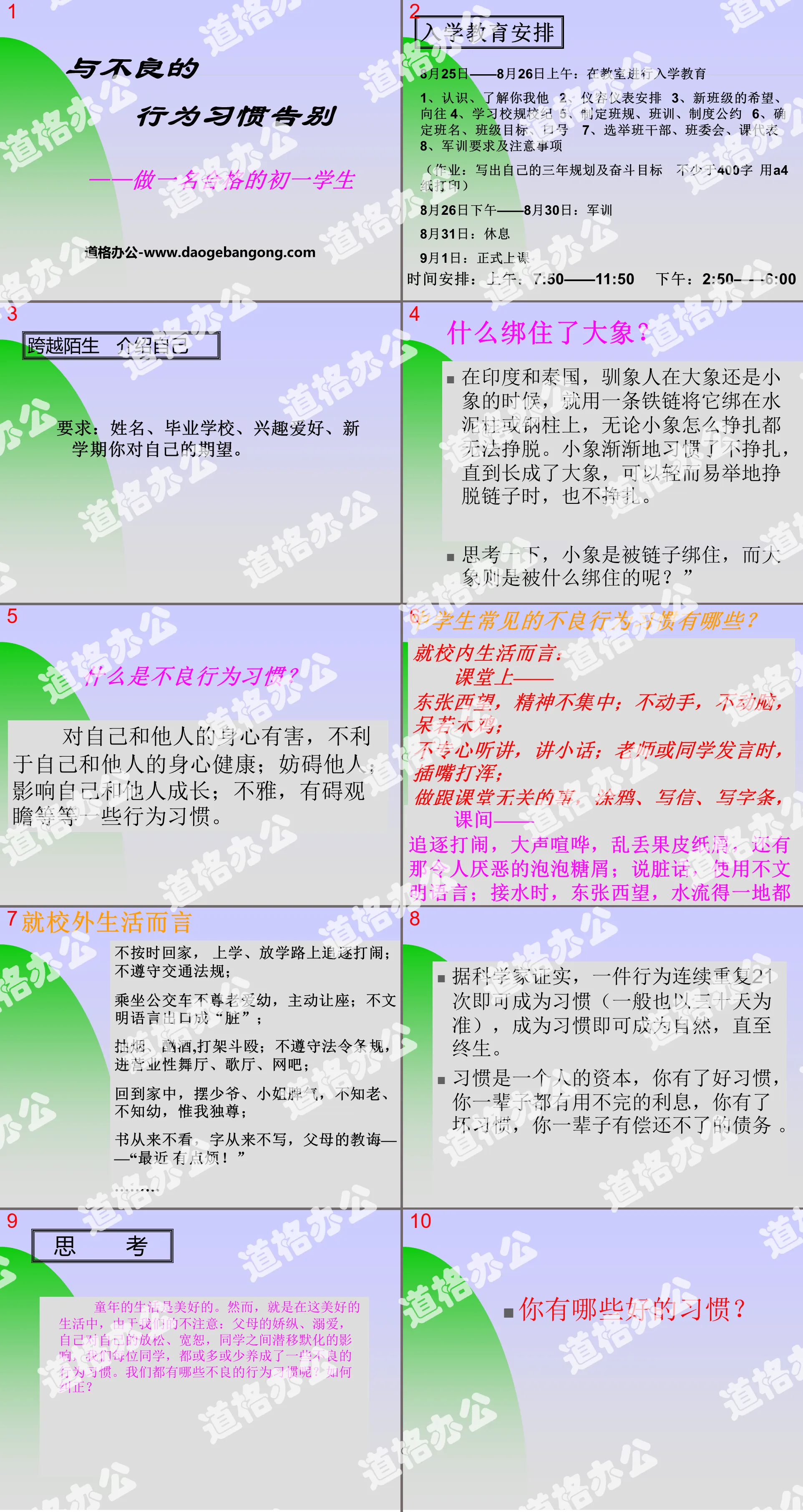 《與不良的行為習慣告別》PPT