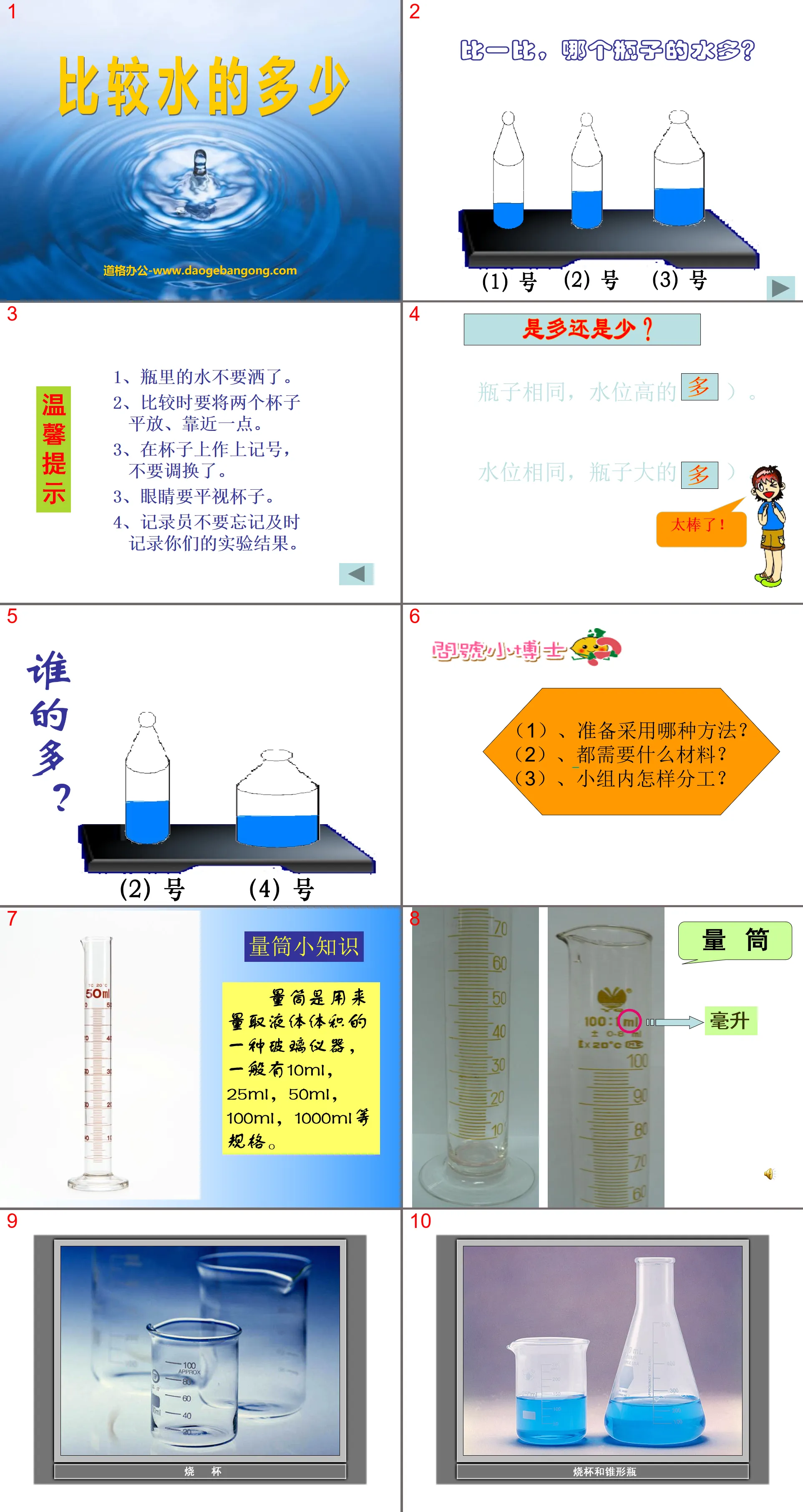 "Comparing the Amount of Water" Water and Air PPT Courseware 5