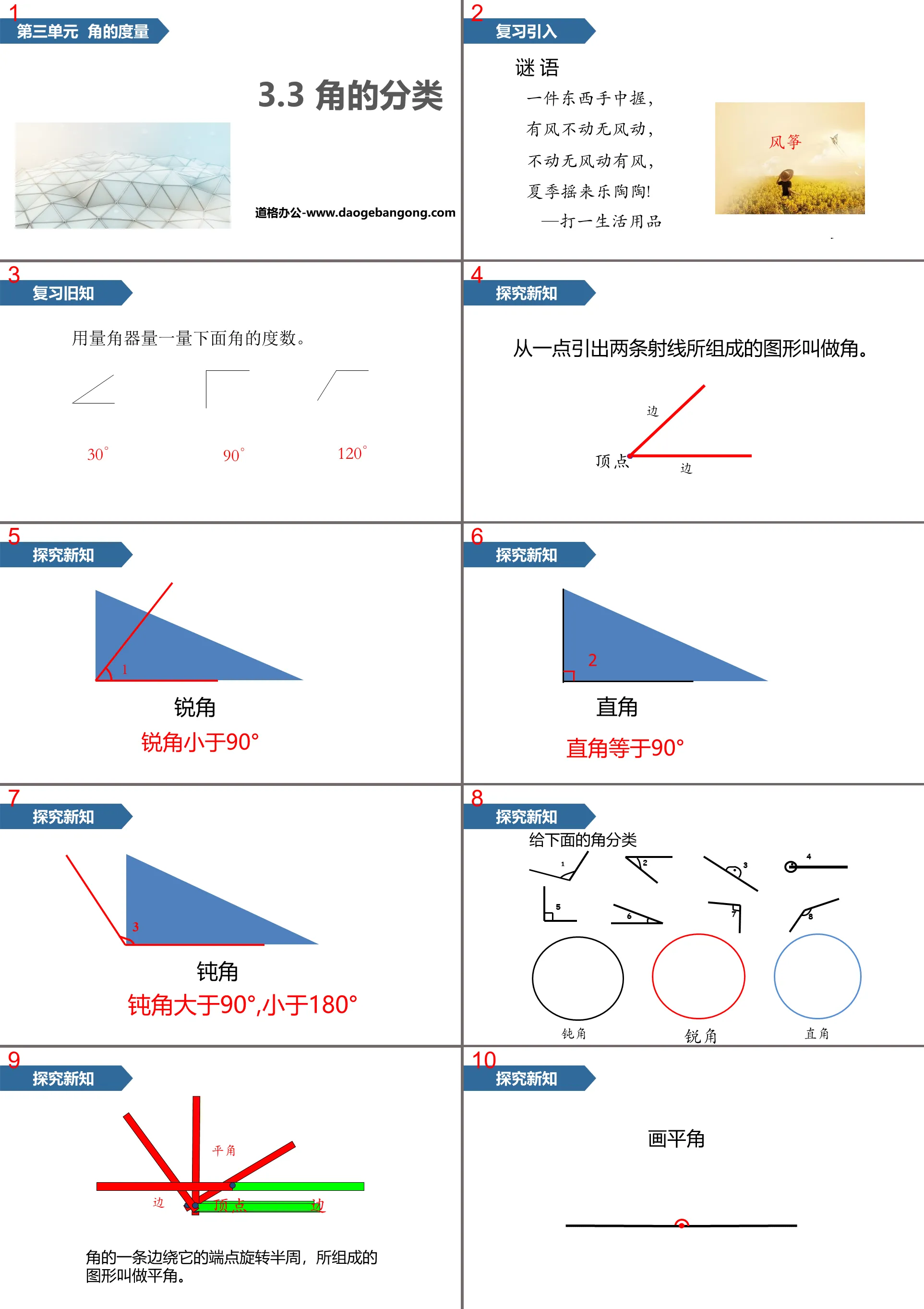 《角的分类》角的度量PPT教学课件