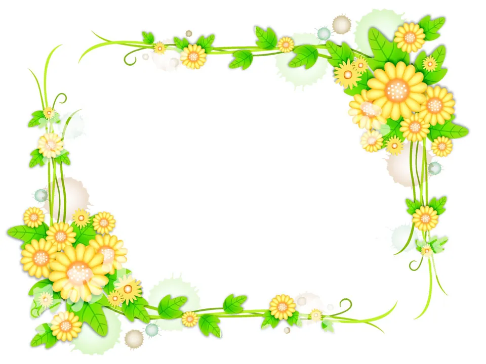 成簇的花卉邊框PPT背景圖片