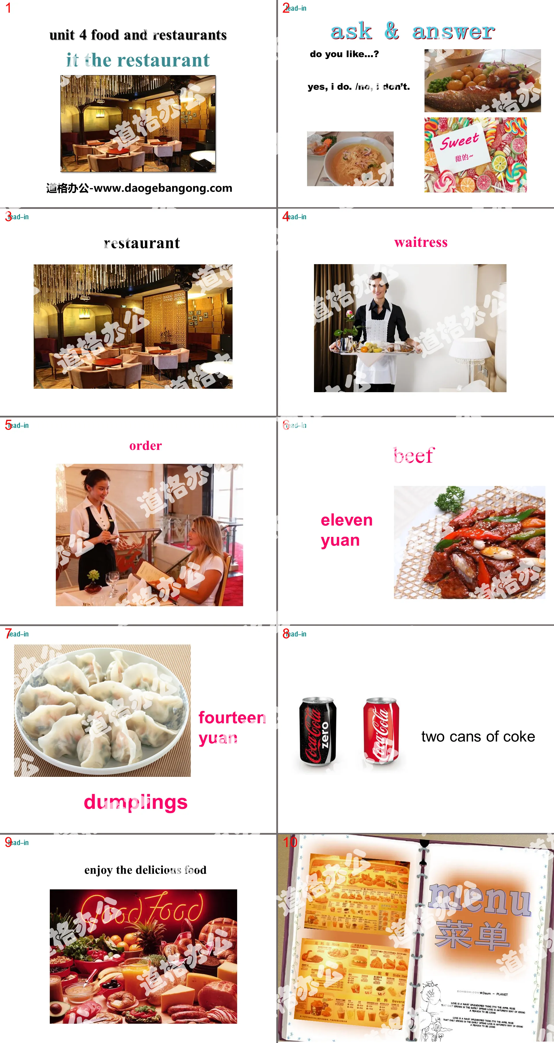 "In the restaurant" Food and Restaurants PPT courseware download