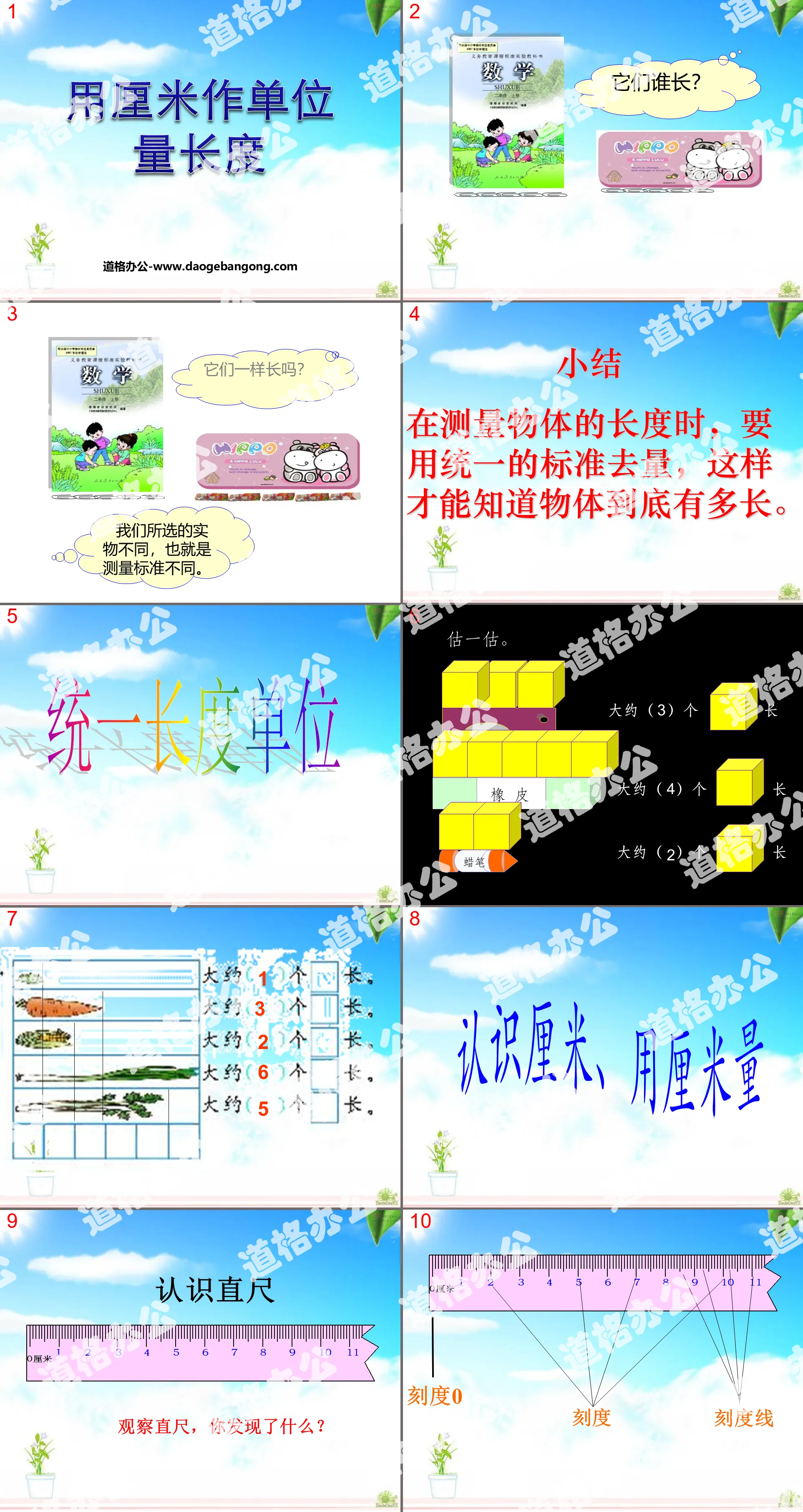 《以公分作單位量長度》測量長度PPT課件