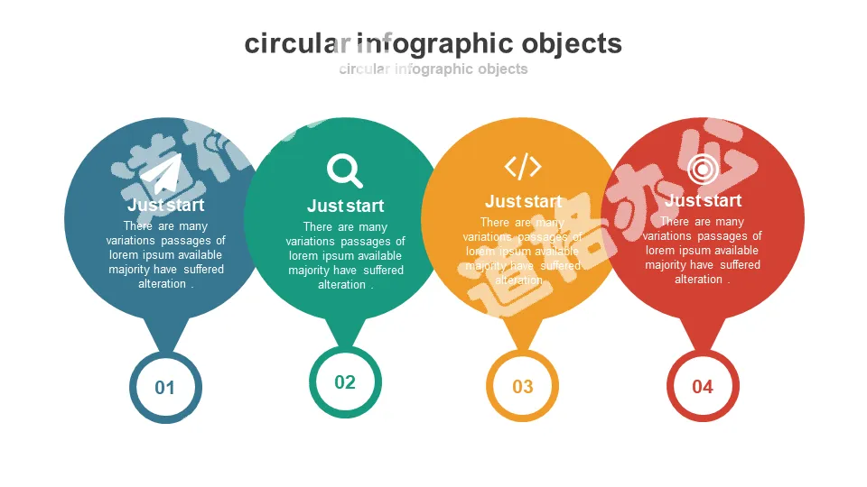 Practical circular side-by-side arrangement of PPT graphics