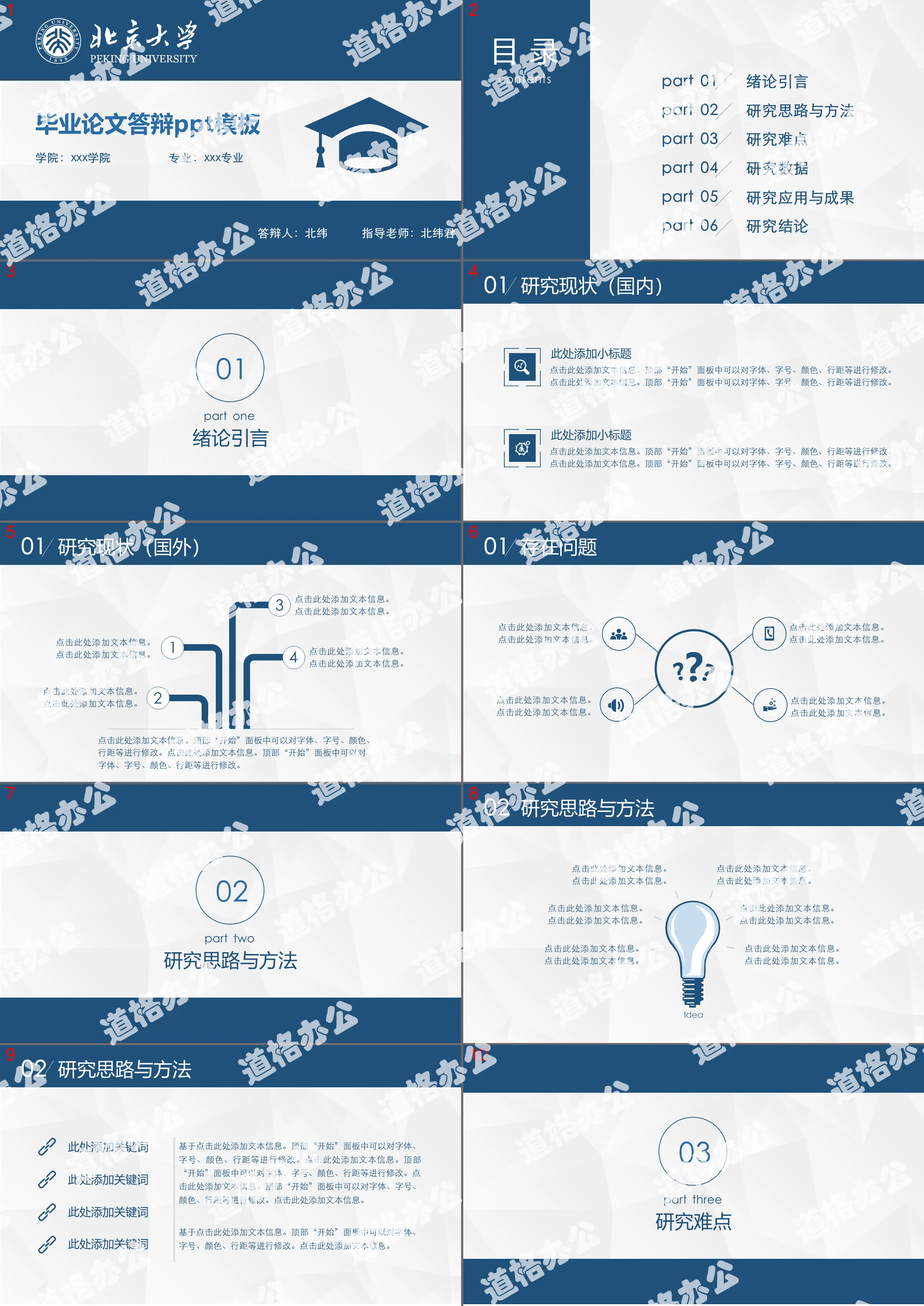 簡約大方實用論文答辯PPT模板