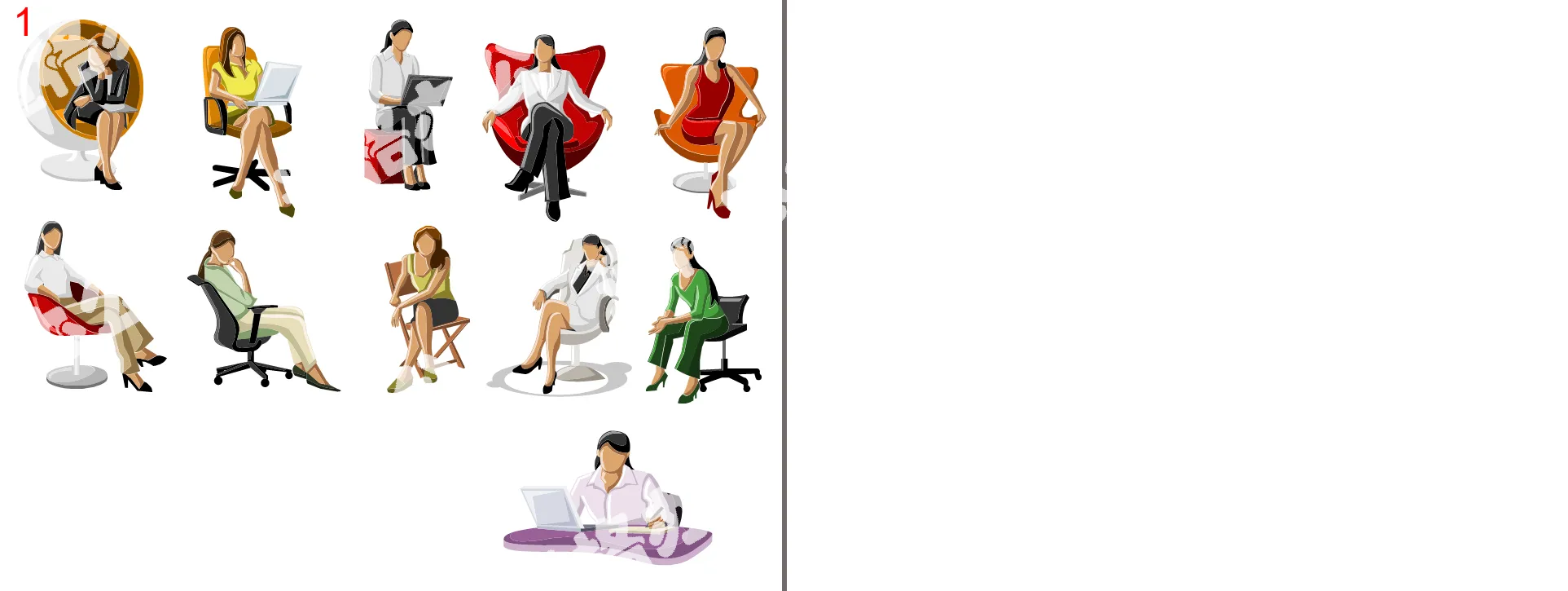 Workplace white-collar lady sitting posture silhouette PPT material