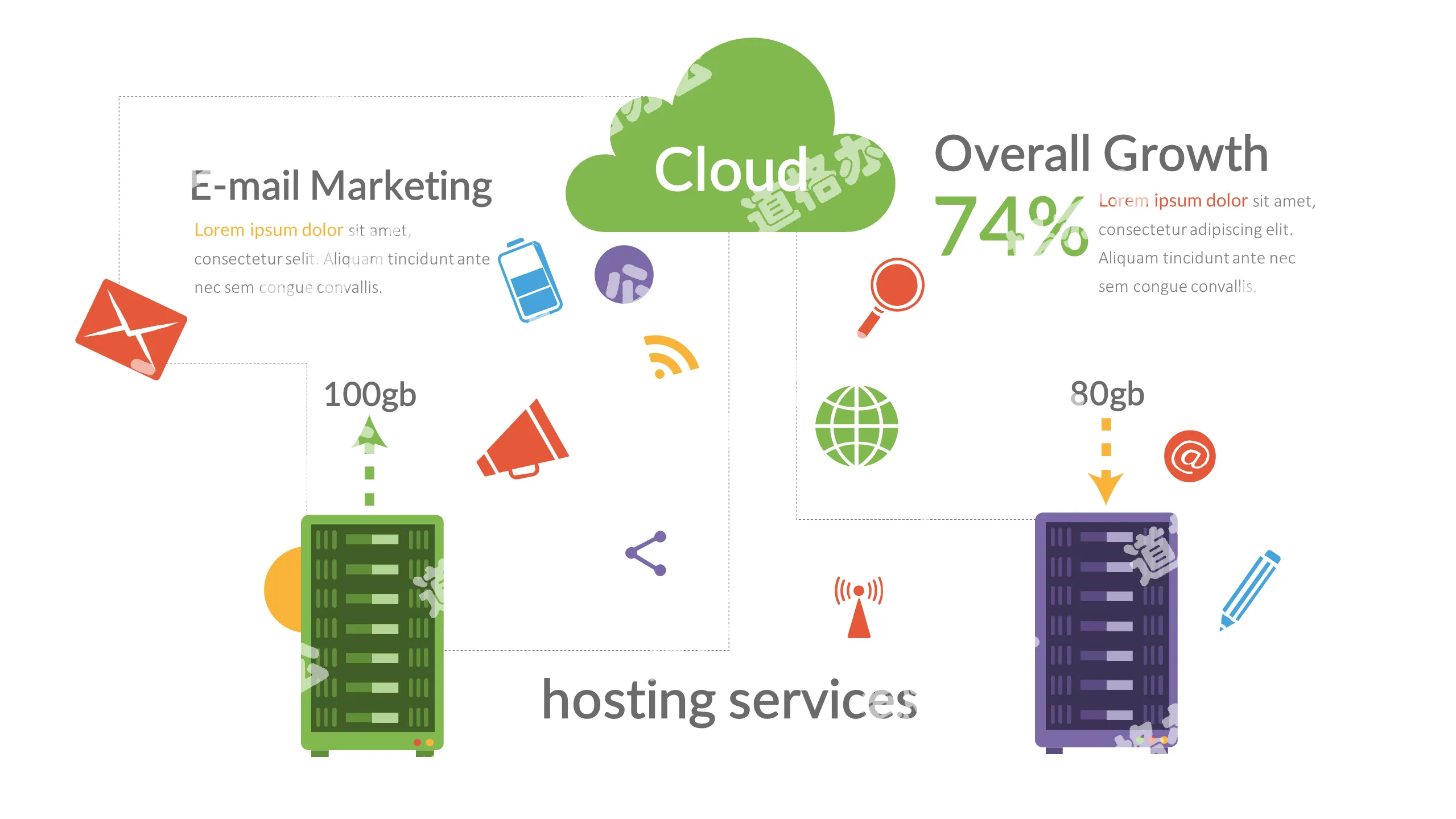 Cloud cloud technology server host PPT graphics