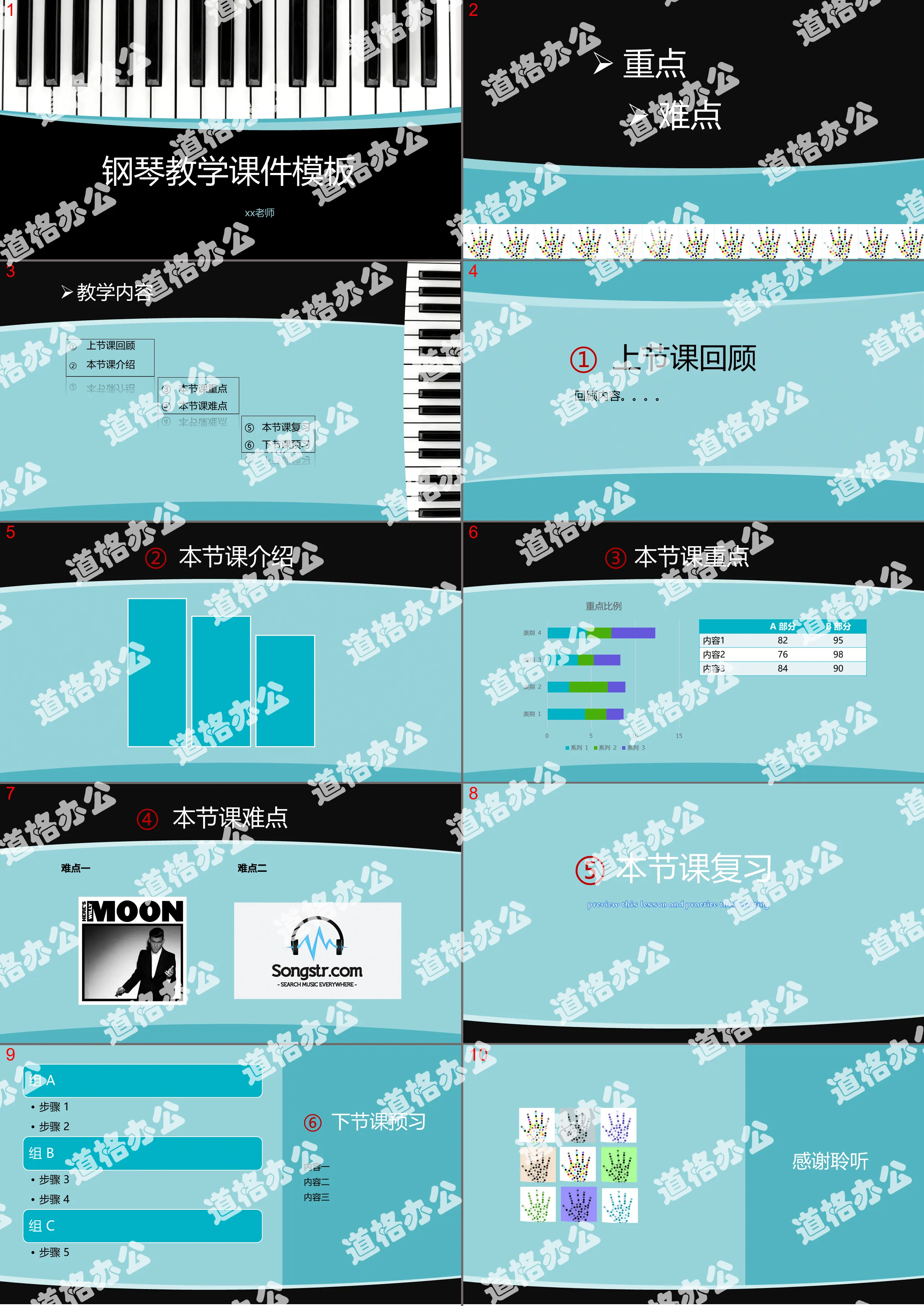 钢琴教育教学课件PPT模板