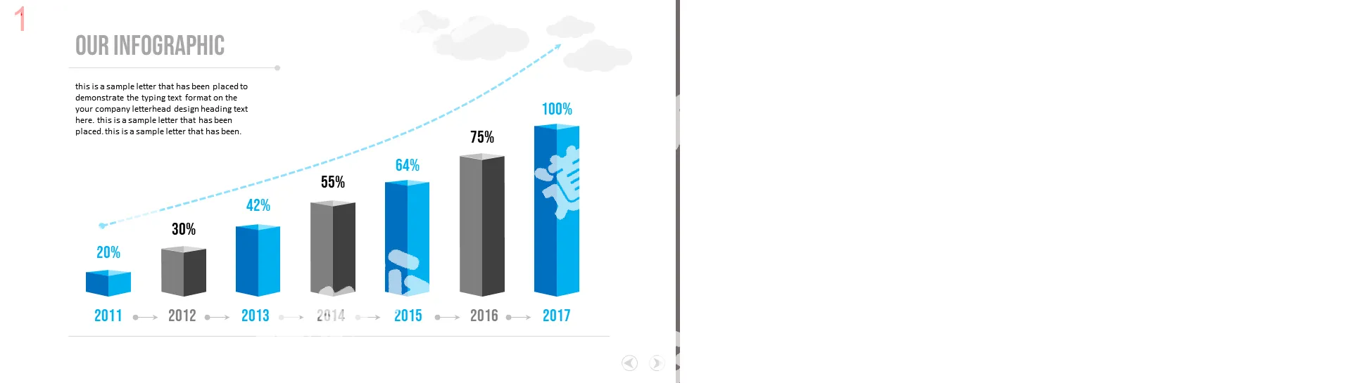 Year by year increasing PPT column chart template