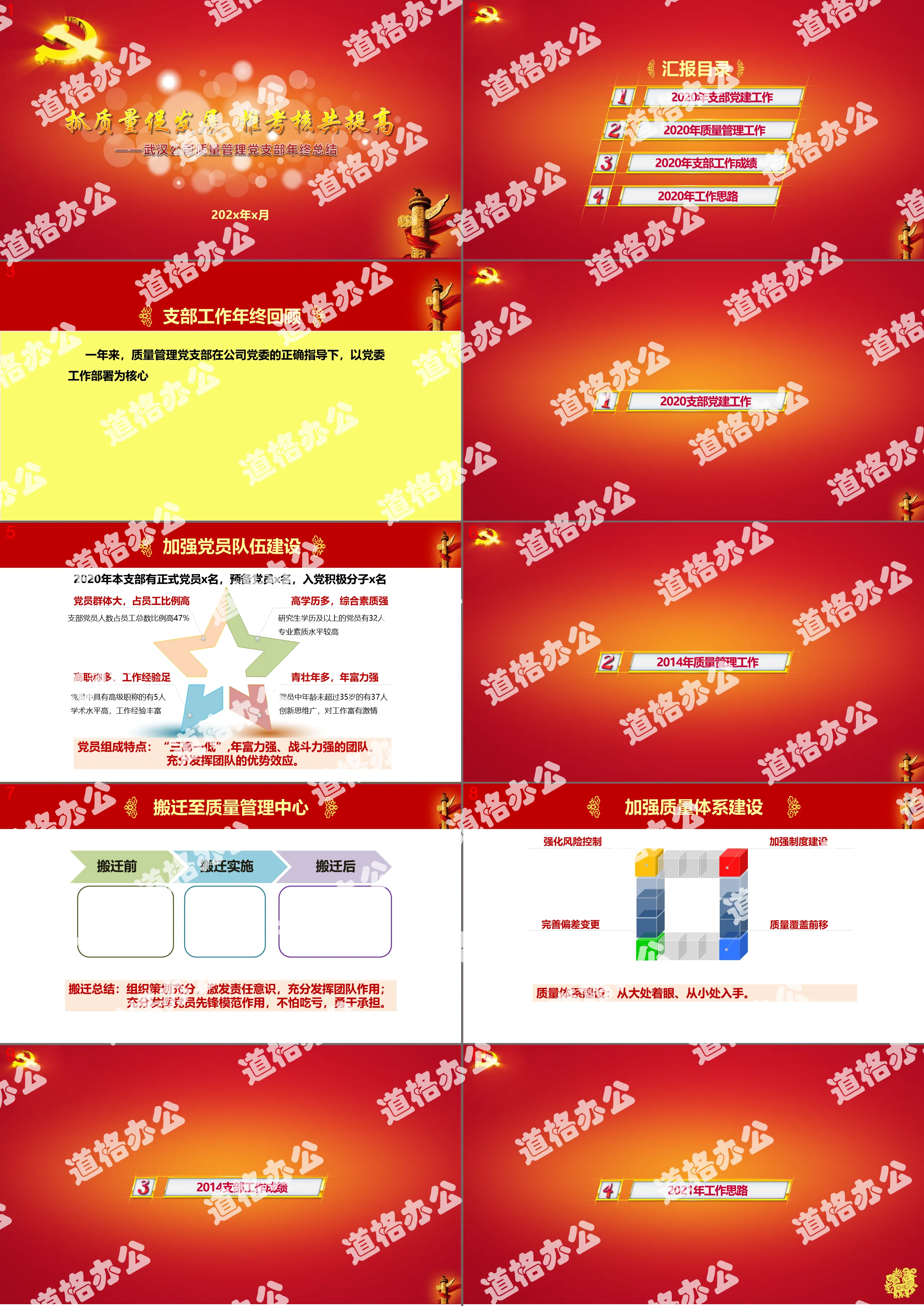 Party building work year-end summary PPT template