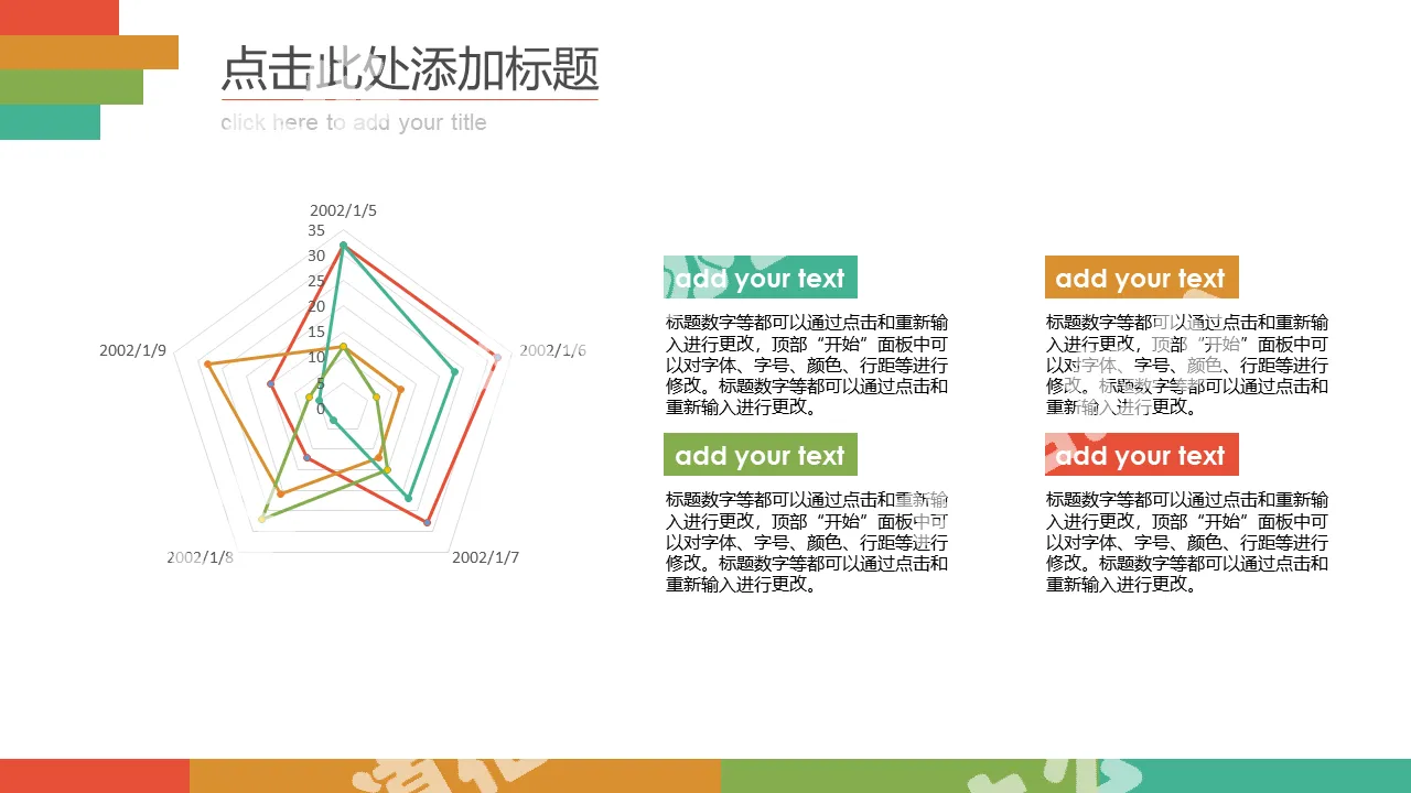 清新配色雷達圖PPT模板