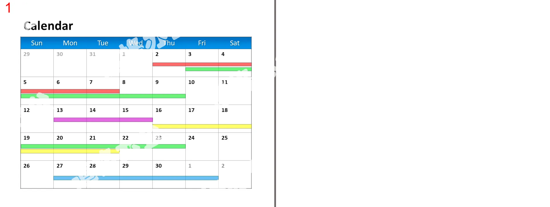 Arrange work progress PPT calendar template