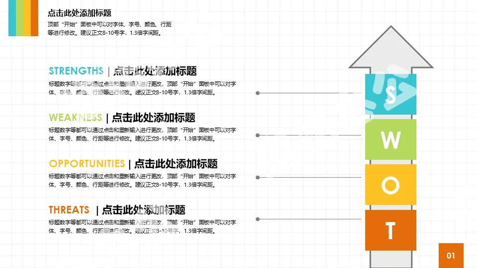 优势劣势机会威胁说明PPT模板