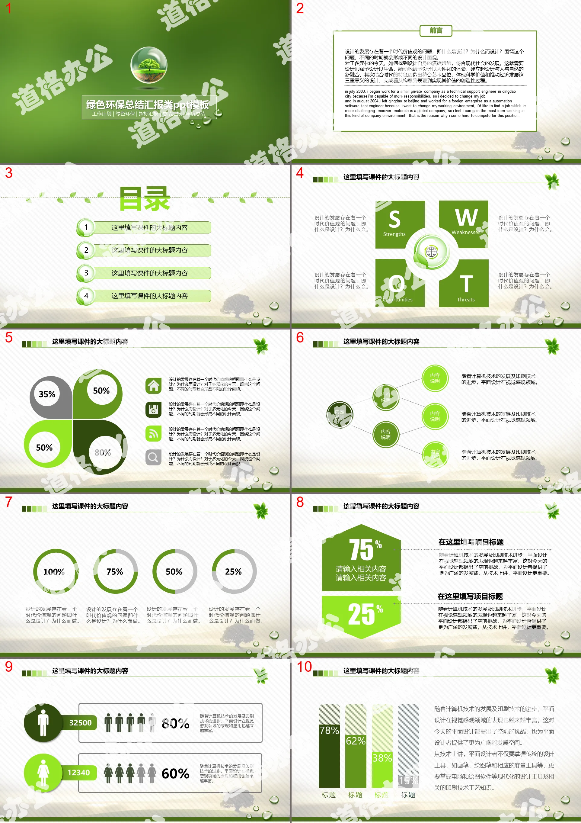 Exquisite environmental protection theme PPT template