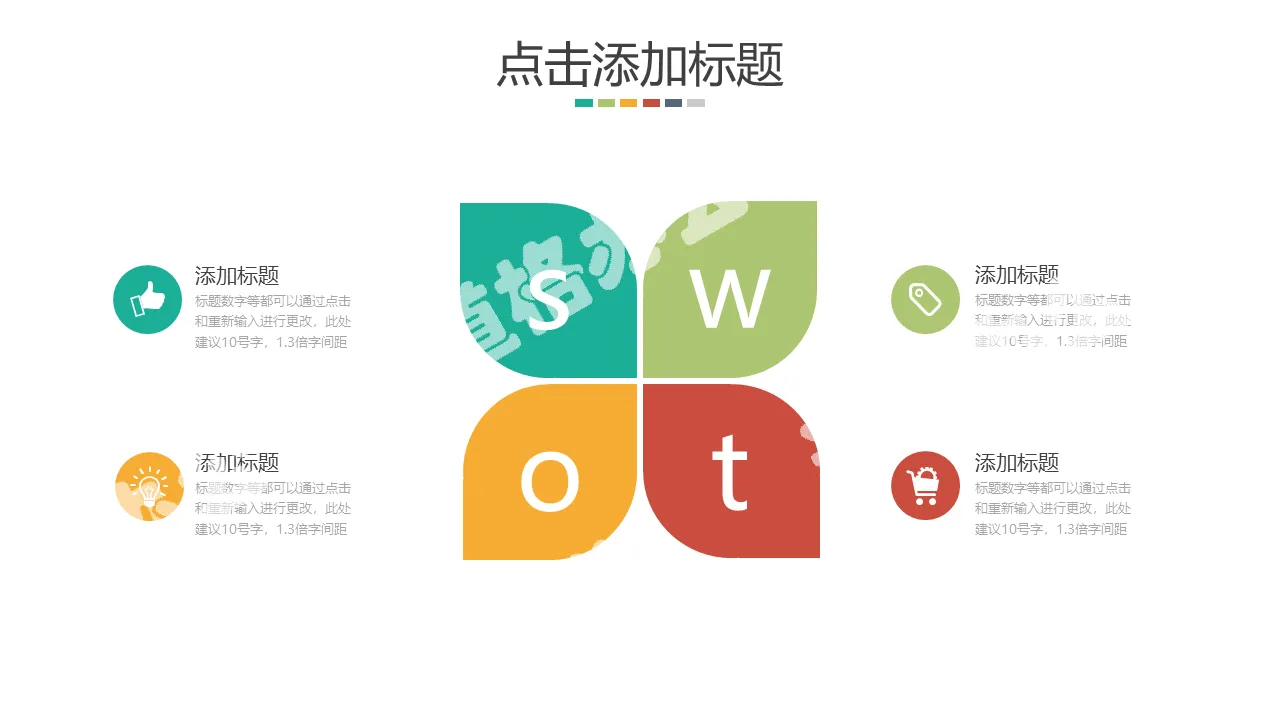 Four-leaf clover SWOT analysis description PPT template