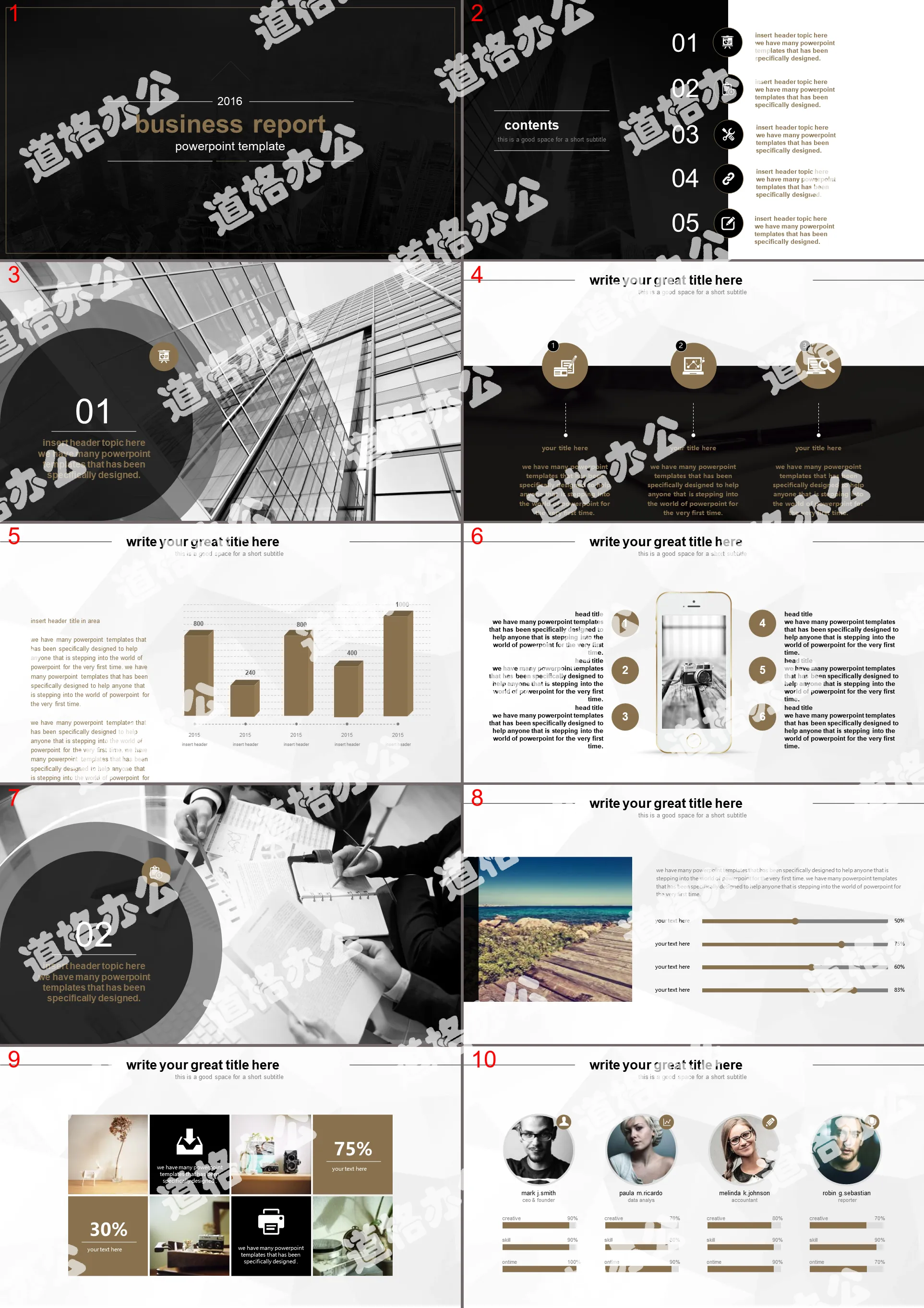 High-end cool black business report PPT template