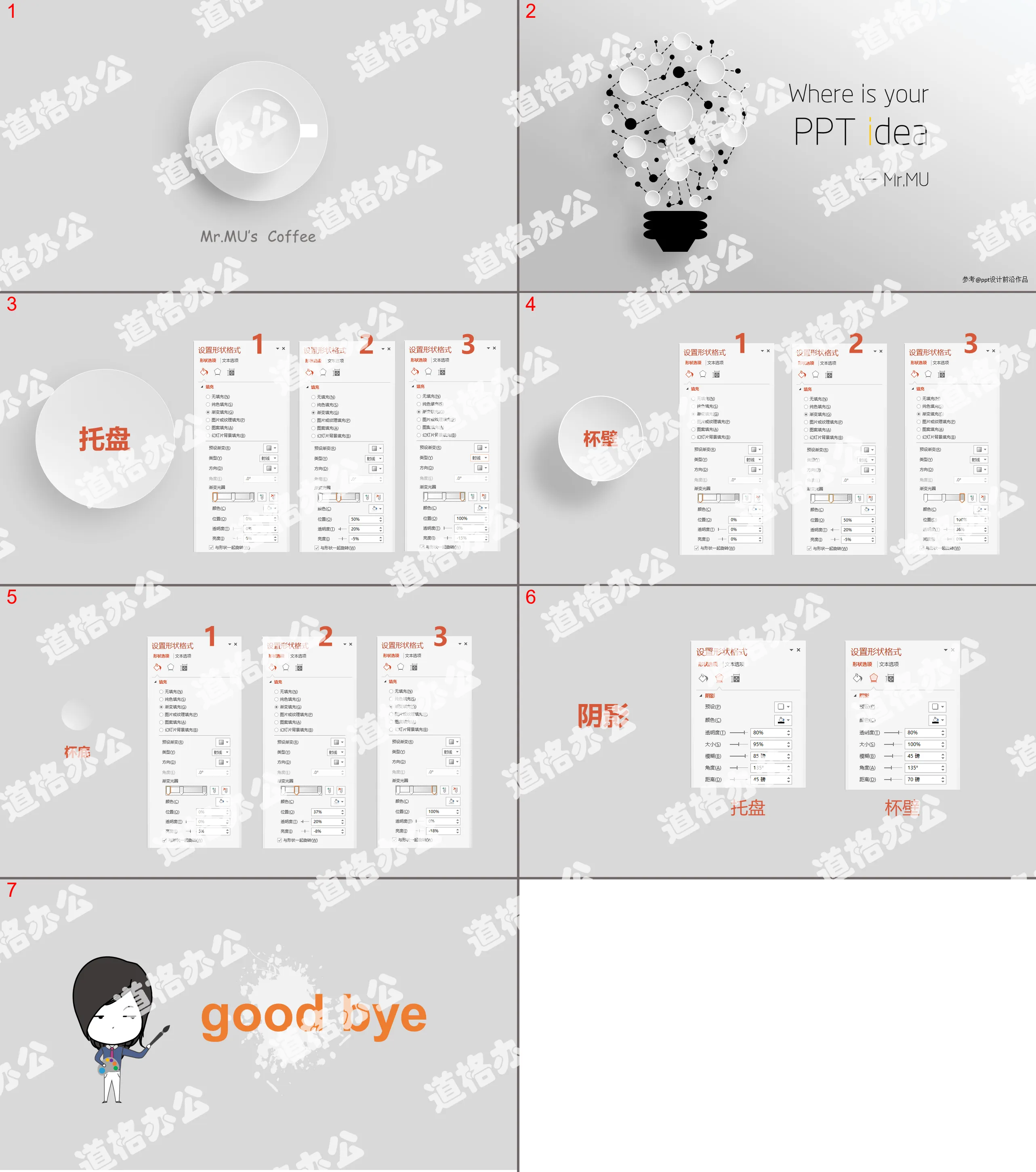 PPT drawing micro three-dimensional coffee cup tutorial