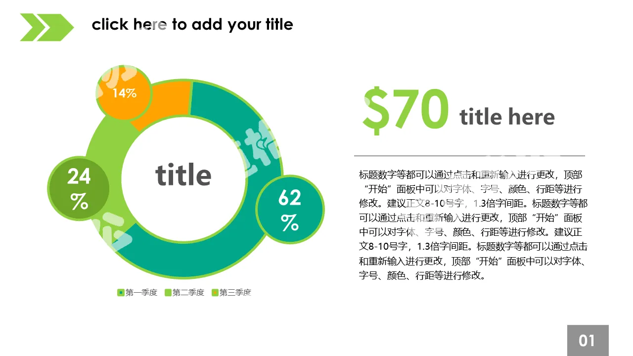 Three-part percentage PPT pie chart material