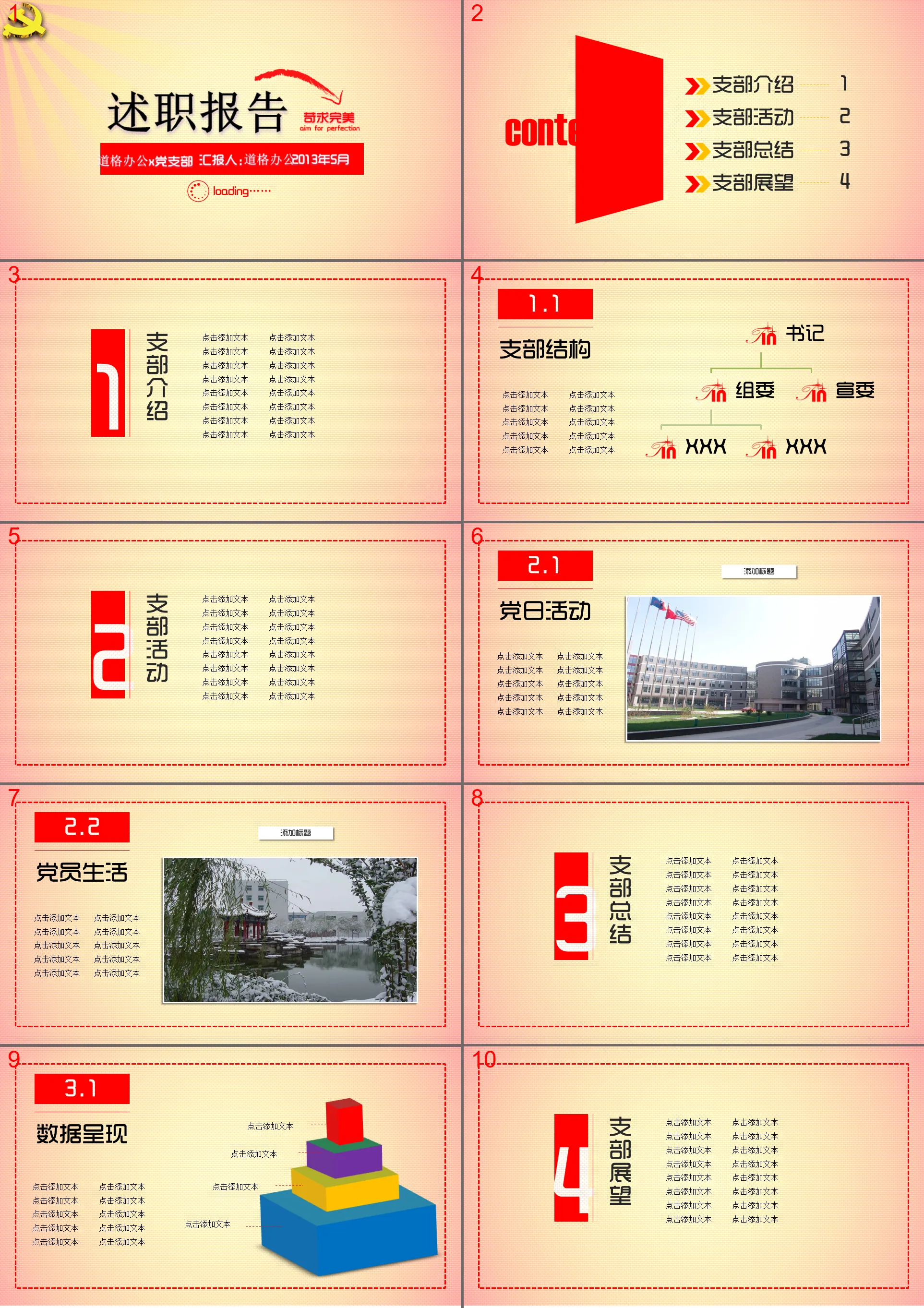 黨支部書記述職報告PPT模板