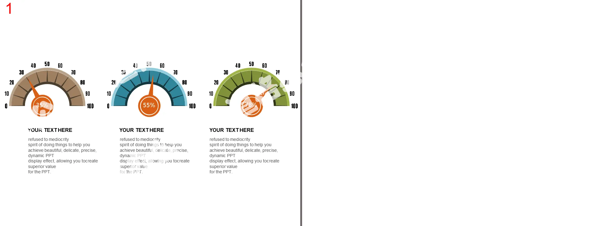 Dashboard effect ratio chart PPT chart