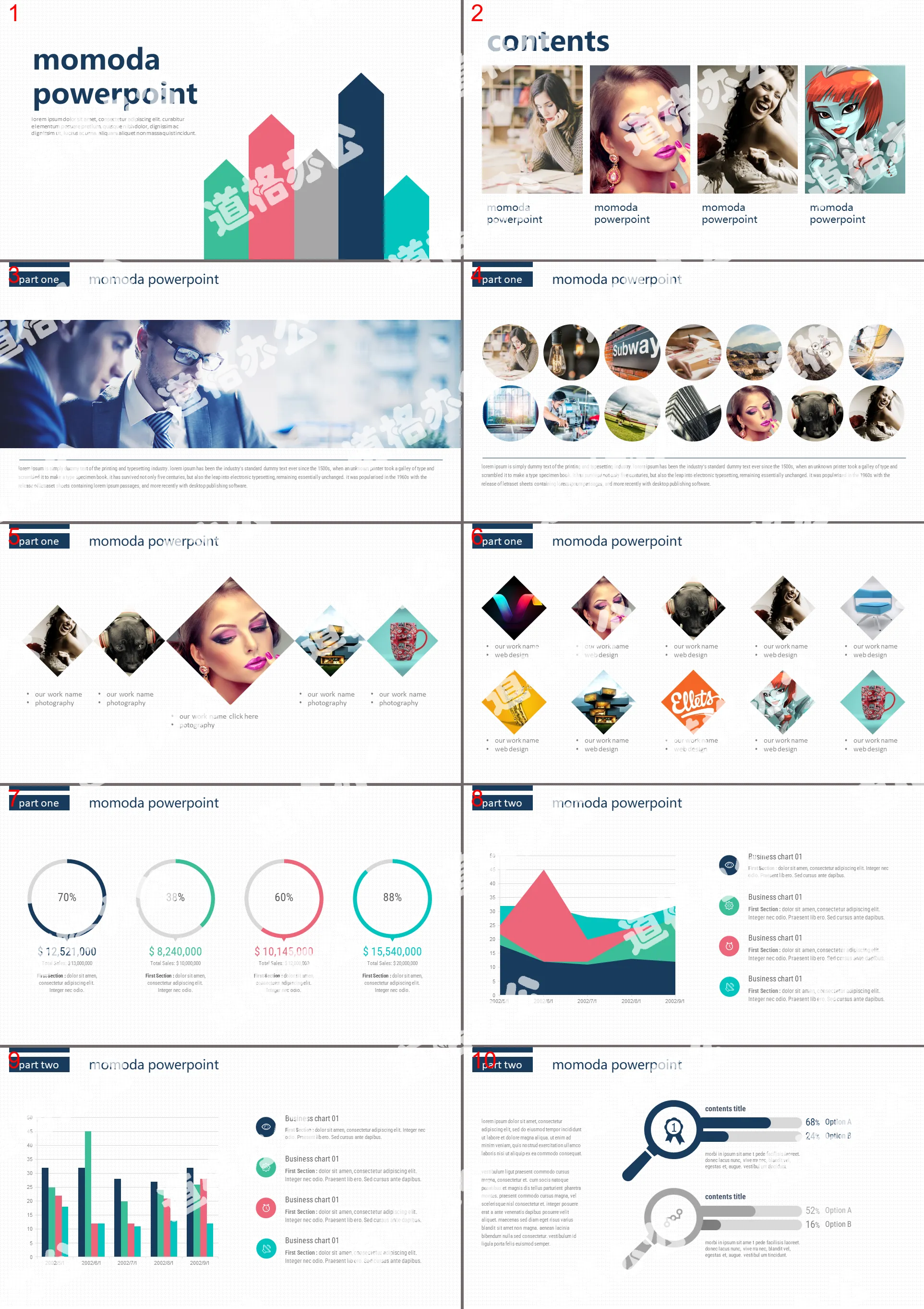 Boutique fresh multi-functional PPT template download