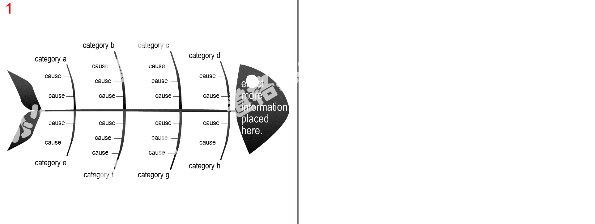 Black fish bone cause and result analysis chart PPT