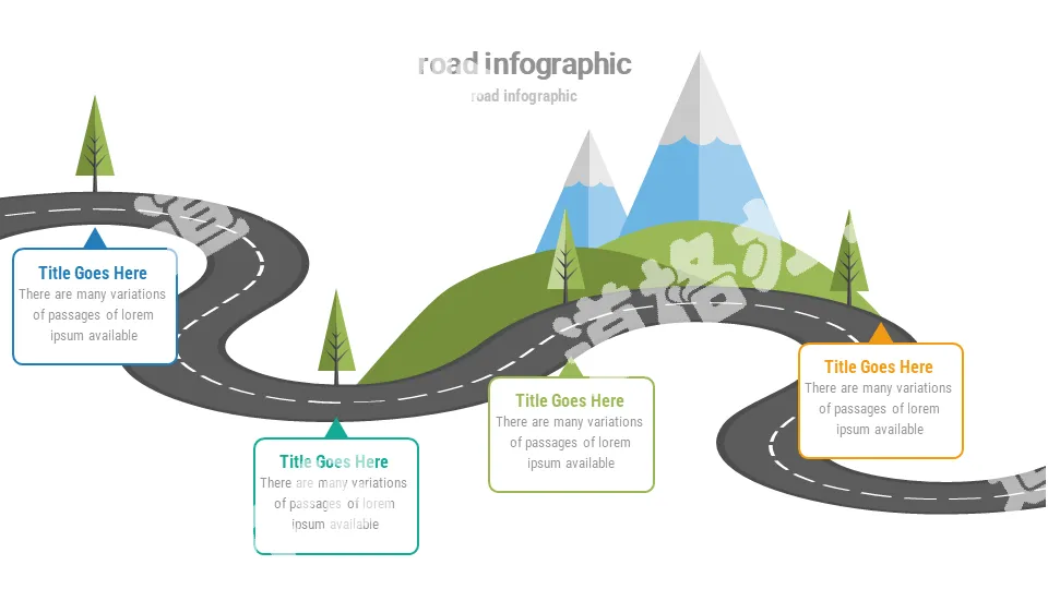 Highway-shaped key time nodes PPT material