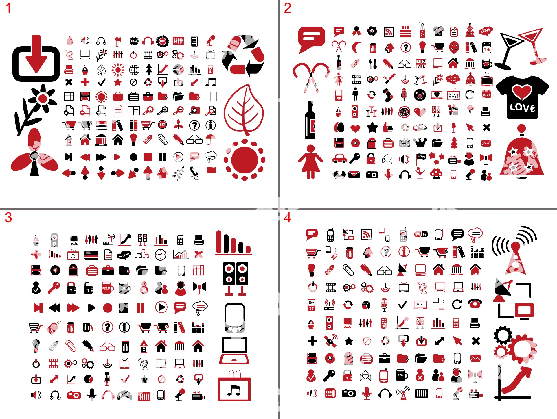 Small red and black office life PPT icon material