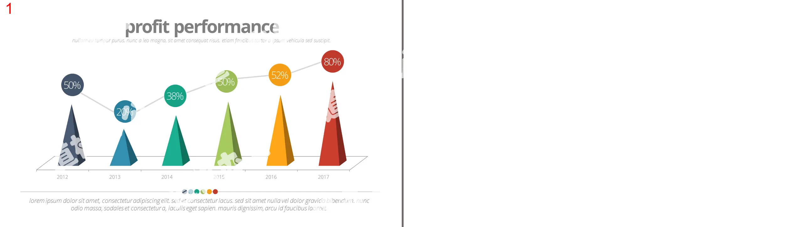 PPT column chart template with broken line data