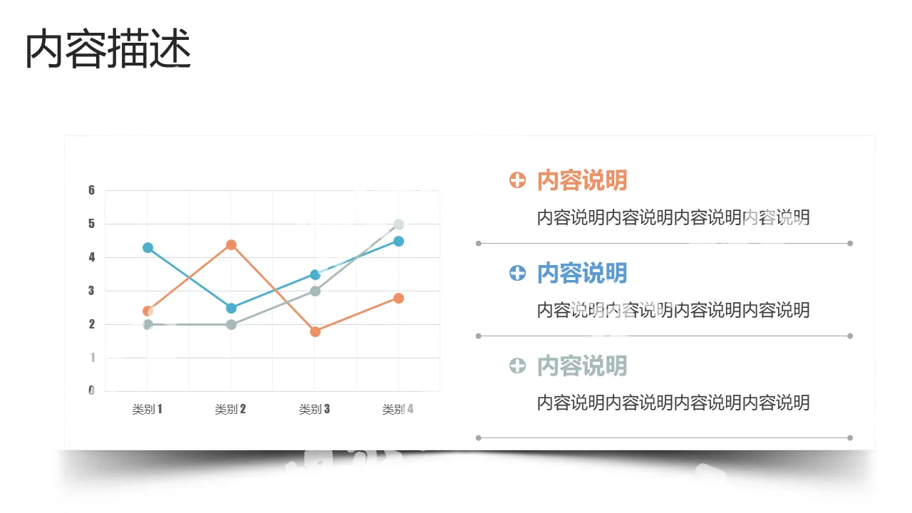 PPT line chart template with explanatory text