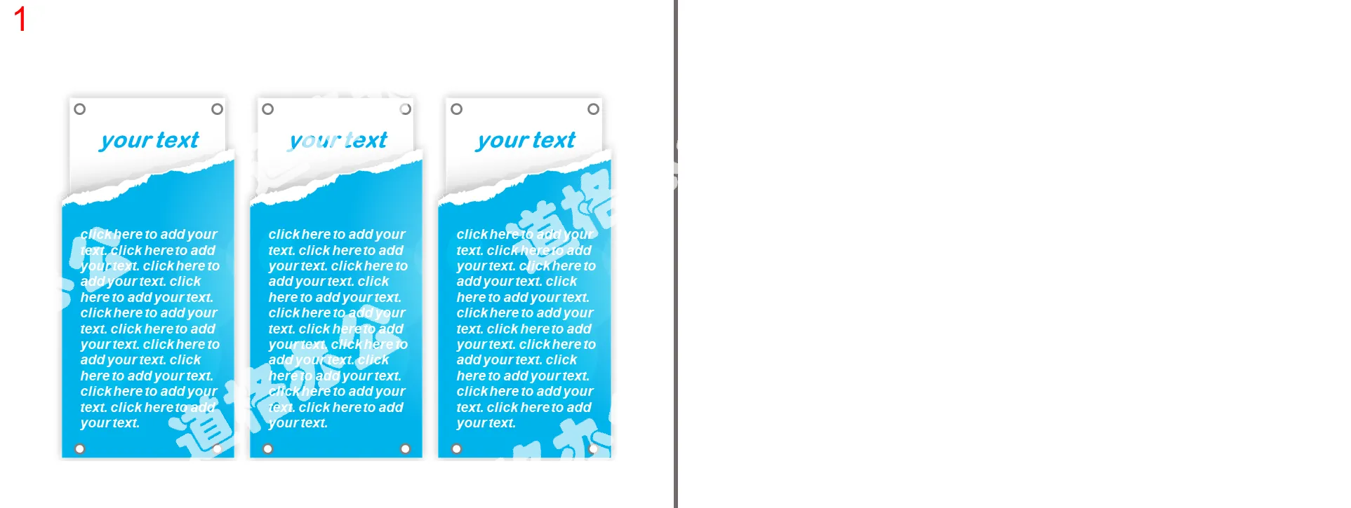 Tear paper effect three side by side PPT text box