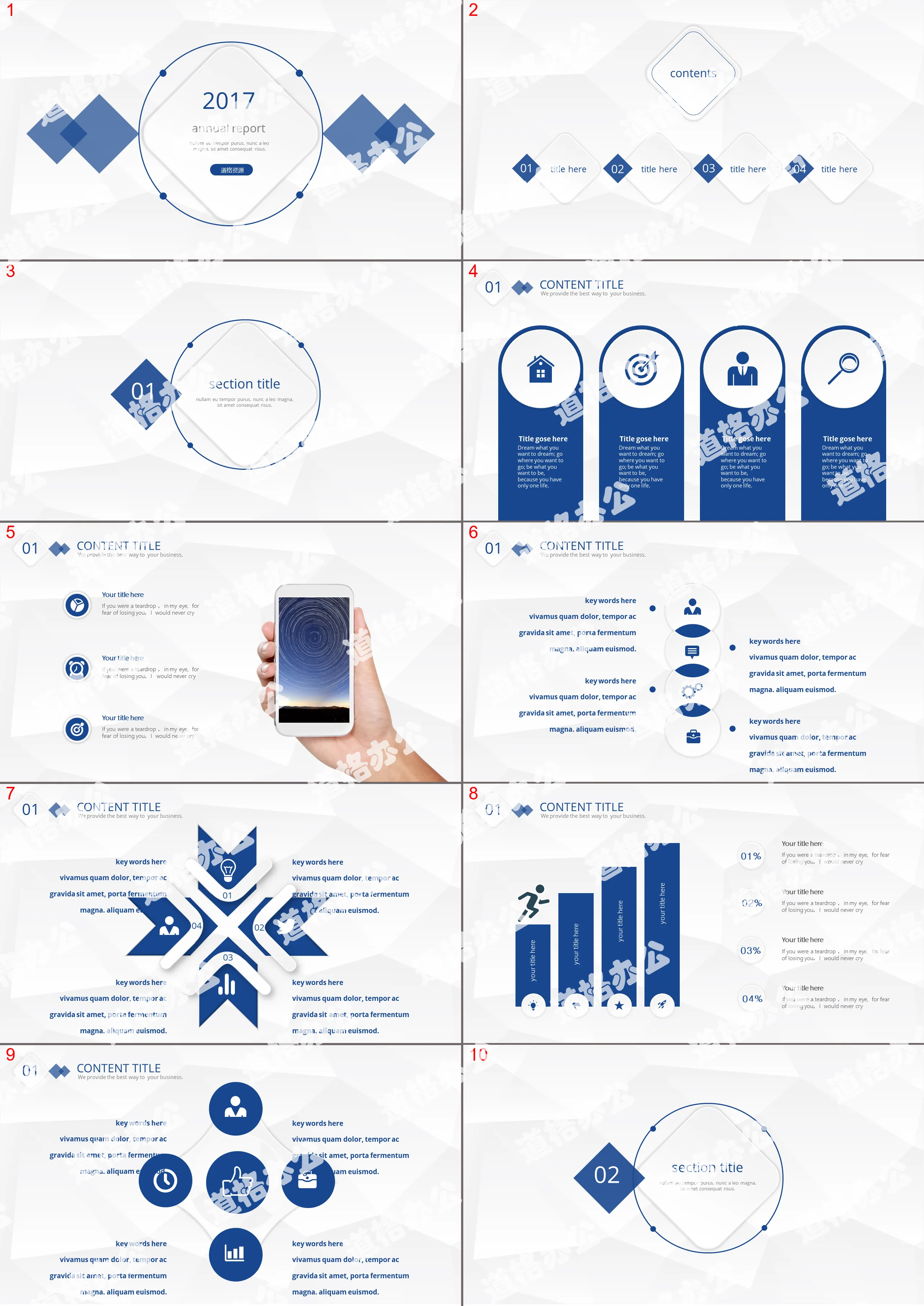 Modèle PPT polyvalent multi-graphiques minimaliste