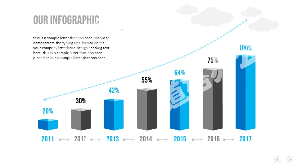 Year by year increasing PPT column chart template