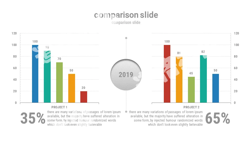 Two items comparison column chart PPT material