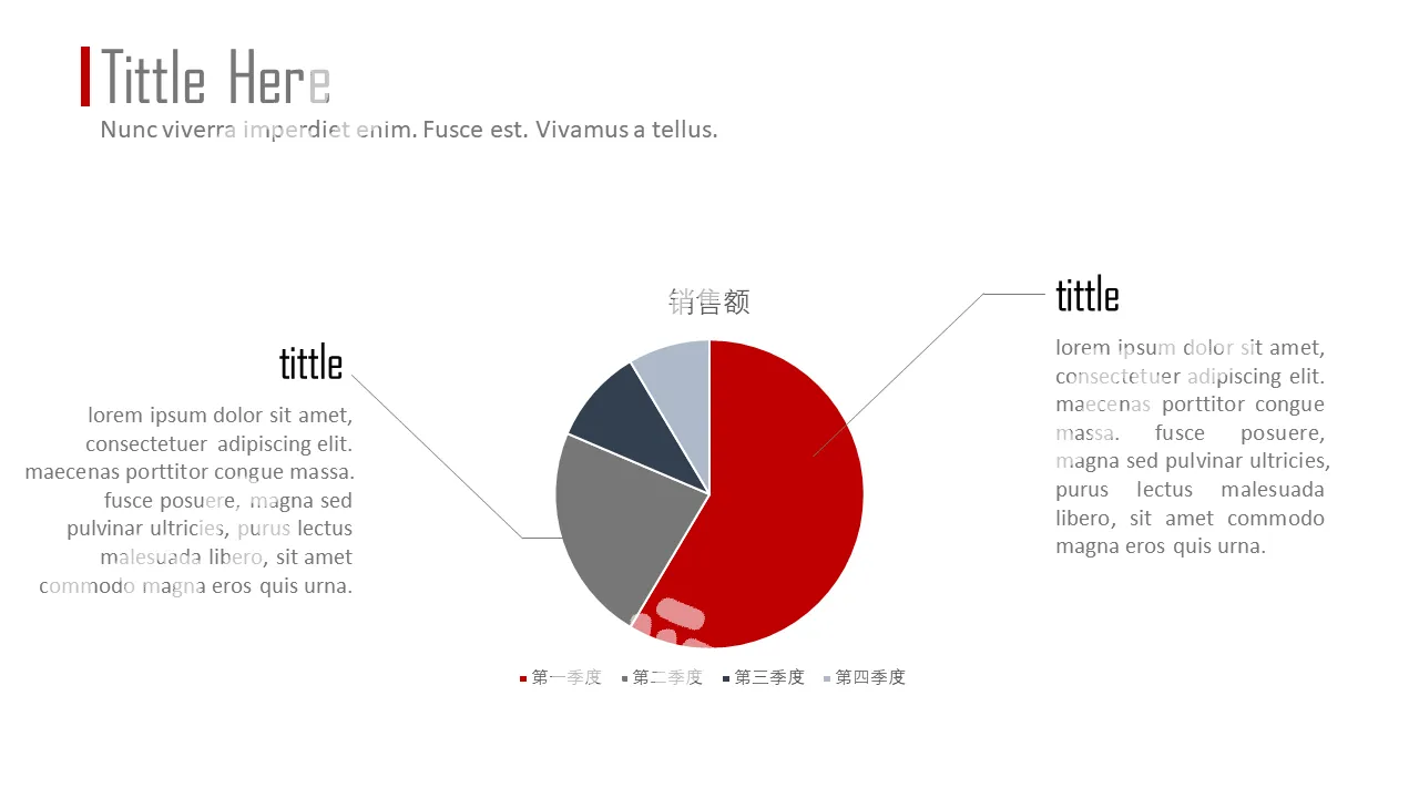 Modèle de diagramme circulaire PPT des ventes du quatrième trimestre