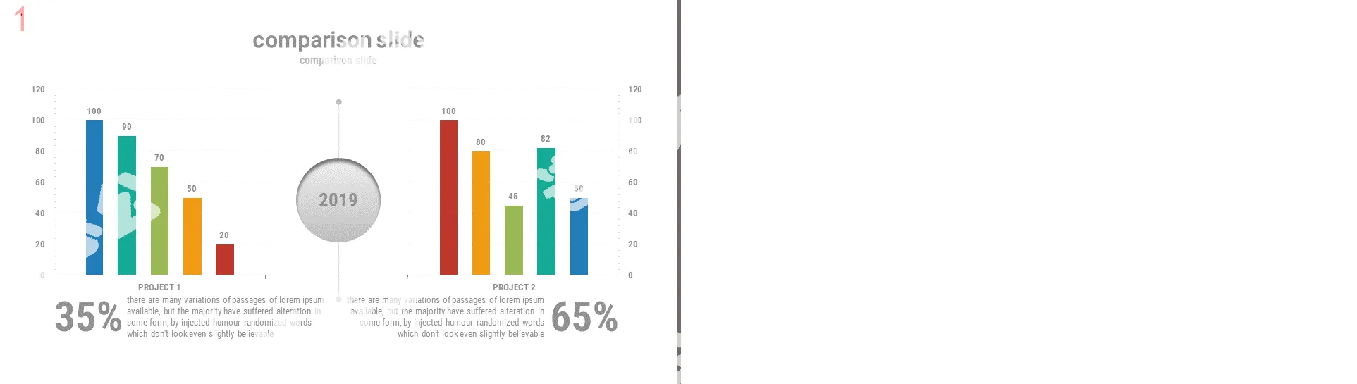 Two items comparison column chart PPT material