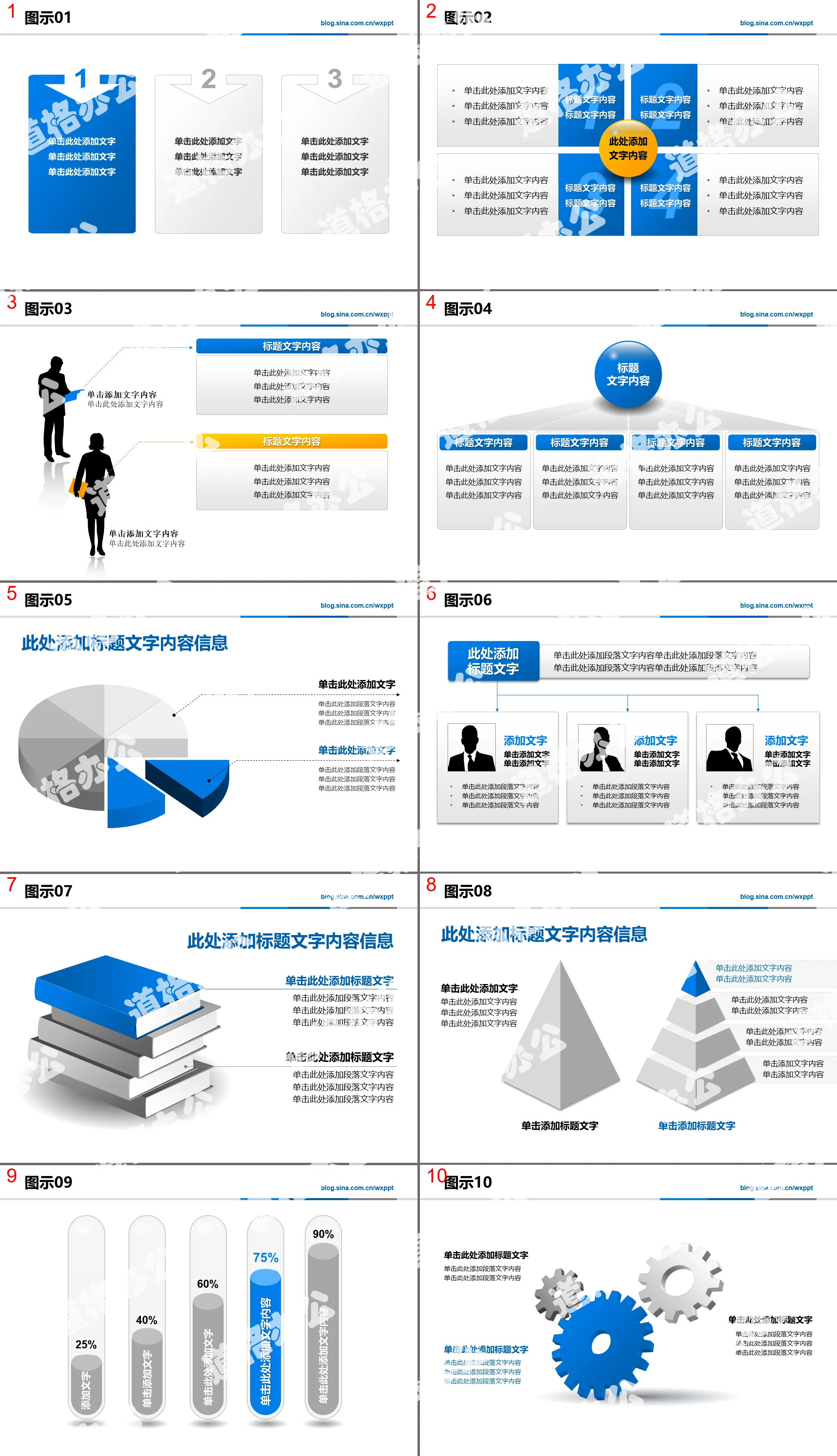 19 pages blue simple business PPT chart