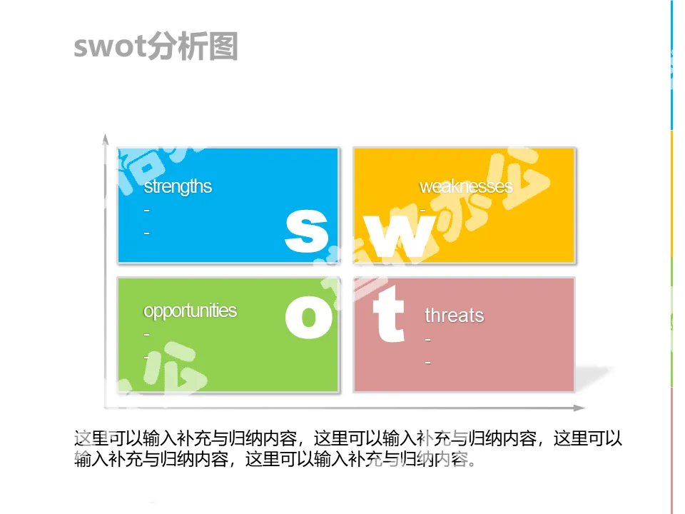 清新色彩SWOT图PPT模板